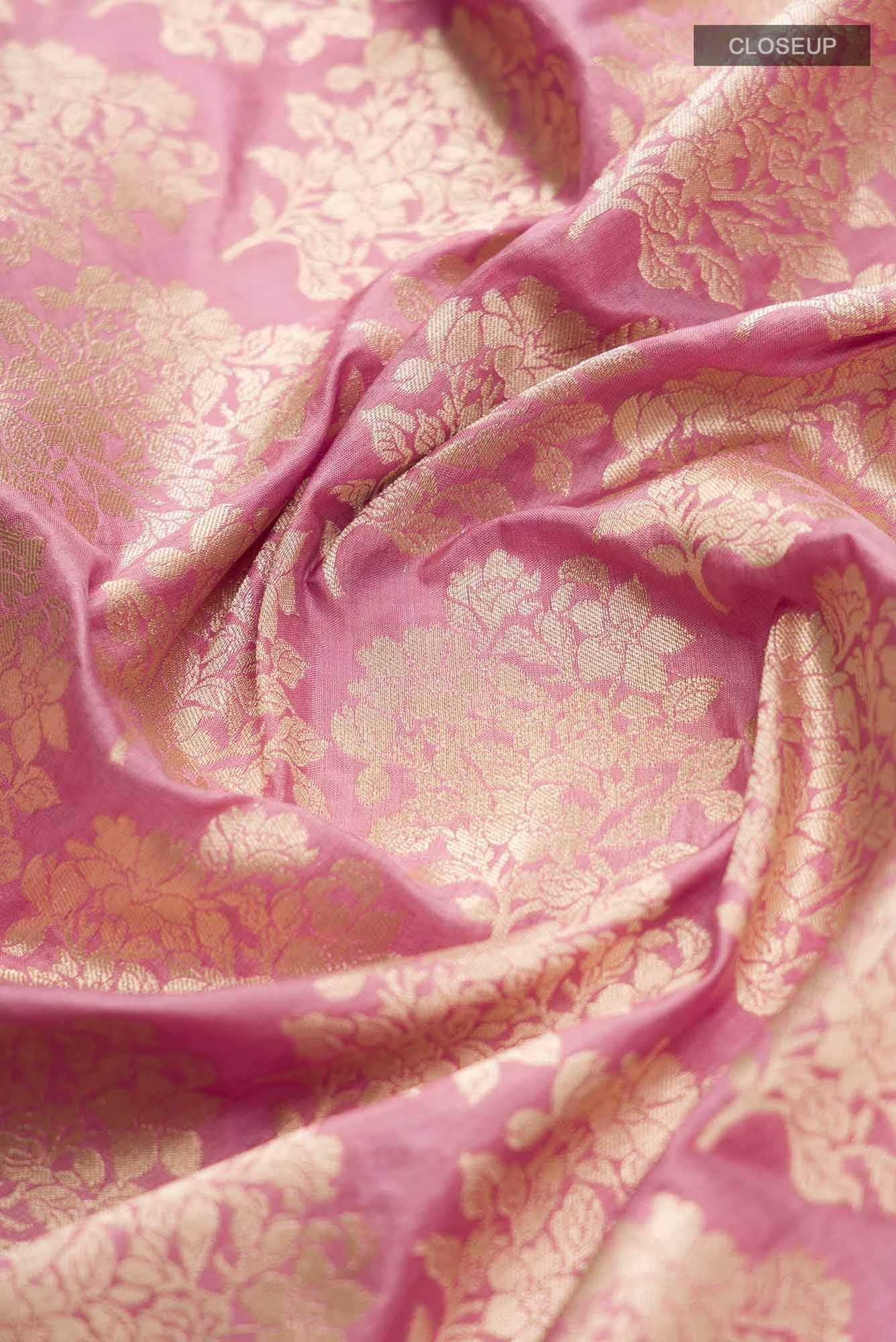 Guldasta Glamour-Pink Banarasi Silk Saree