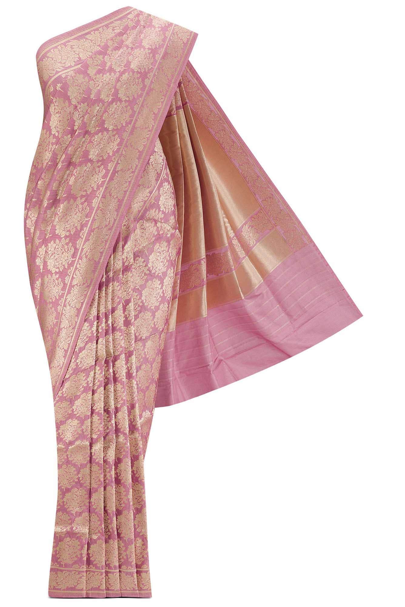 Guldasta Glamour-Pink Banarasi Silk Saree