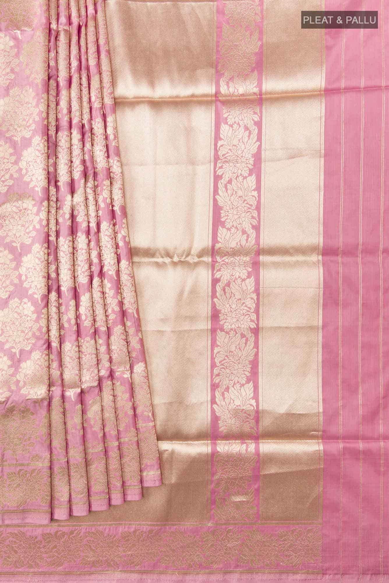 Guldasta Glamour-Pink Banarasi Silk Saree