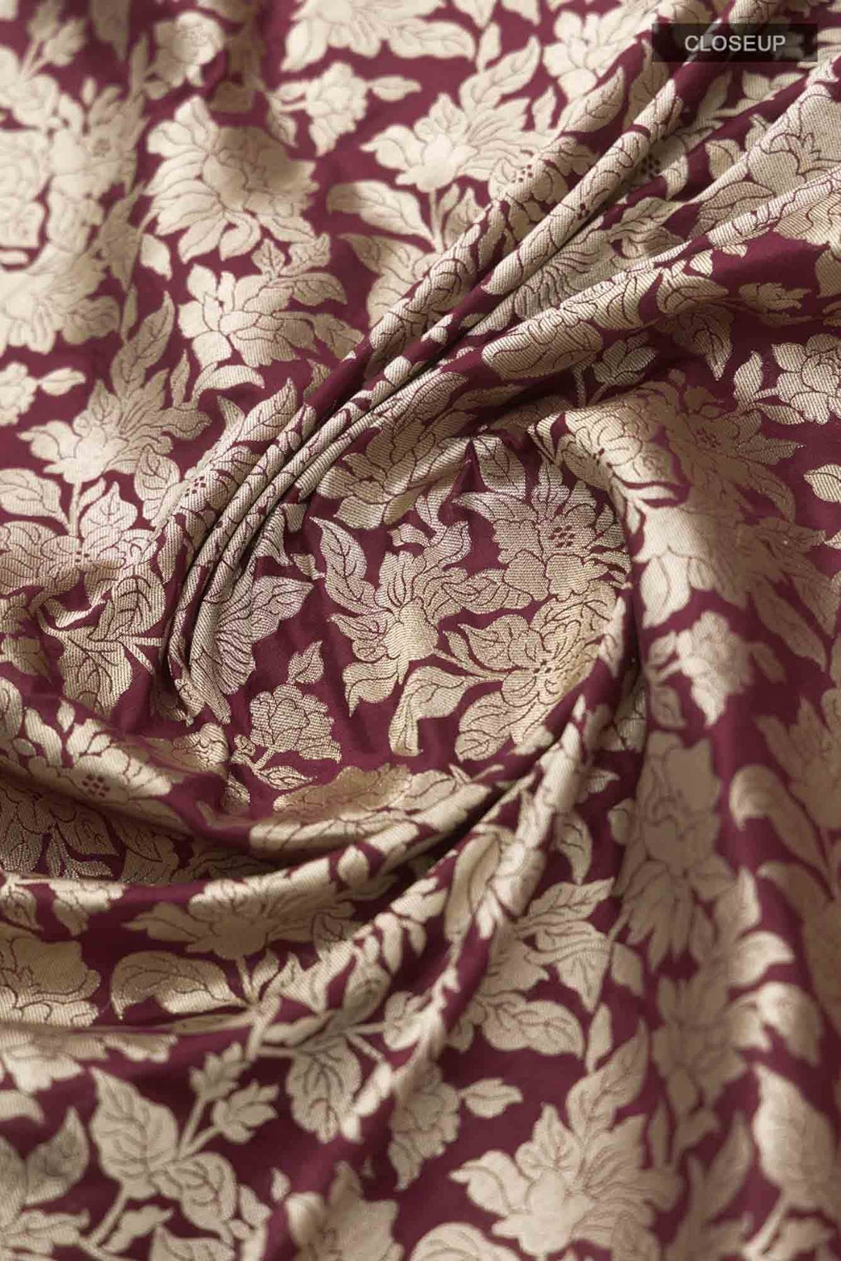 Blossom Bahar- Maroon Banarasi Silk Saree