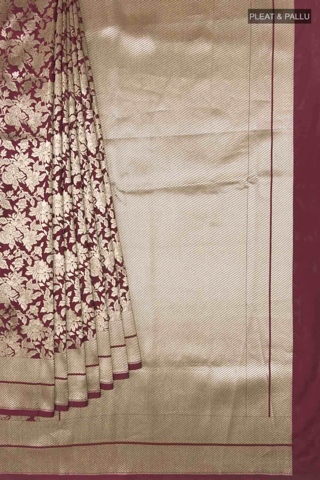 Blossom Bahar- Maroon Banarasi Silk Saree