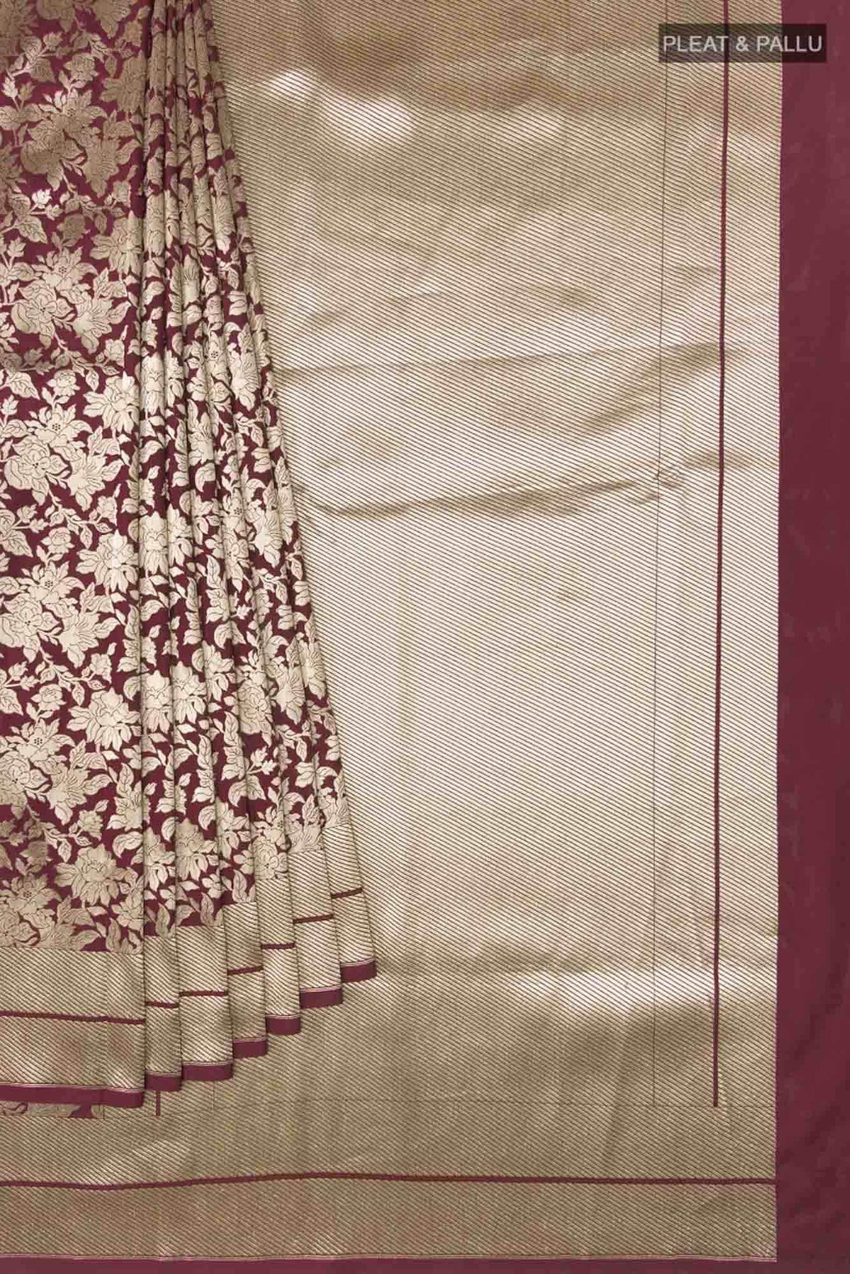 Blossom Bahar- Maroon Banarasi Silk Saree