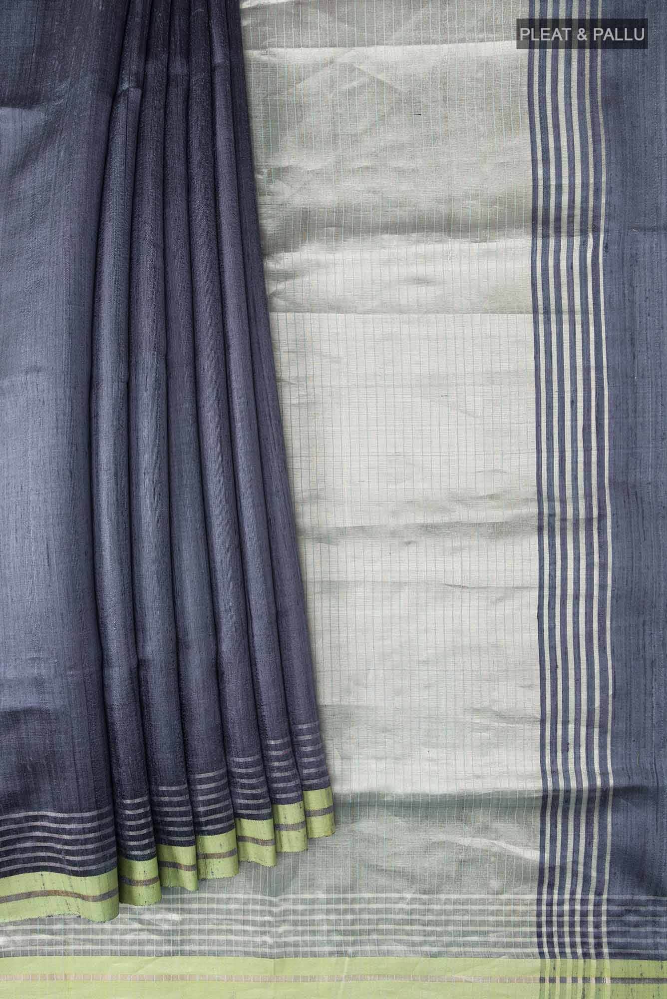 Bhavi-Grey Bhagalpuri Tussar Silk Saree