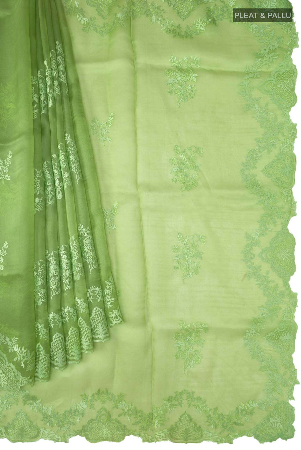 Peonia-Green Floral Design Saree from Embroidered Romance Collection By Nalli