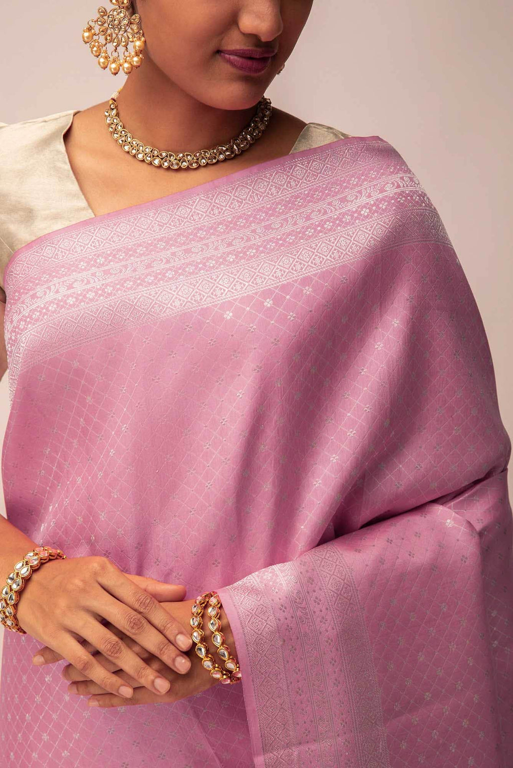 Valaiyalam - Powder Pink Kanchipuram Silk Saree