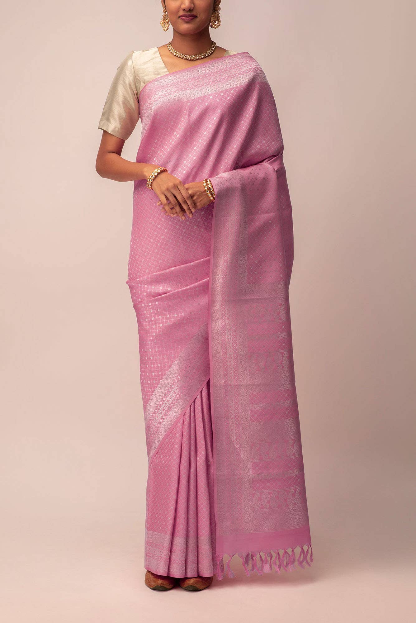 Valaiyalam - Powder Pink Kanchipuram Silk Saree