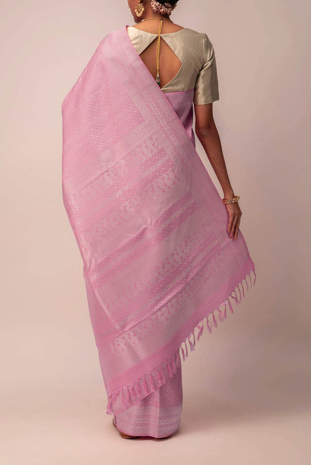 Valaiyalam - Powder Pink Kanchipuram Silk Saree
