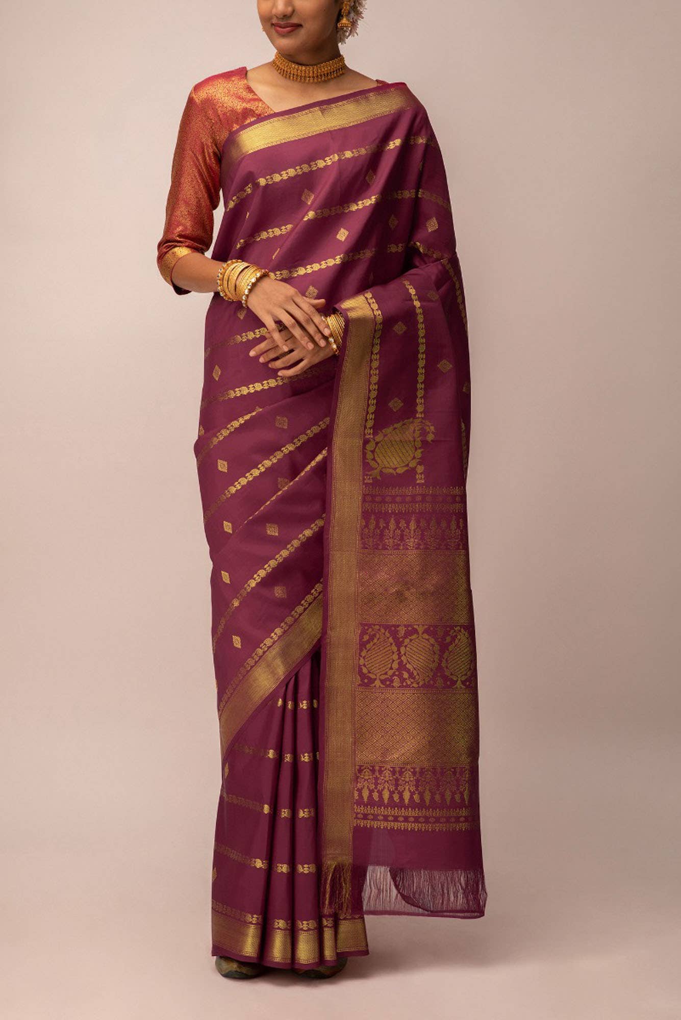 Ramya-Maroon Kanchipuram Silk Saree