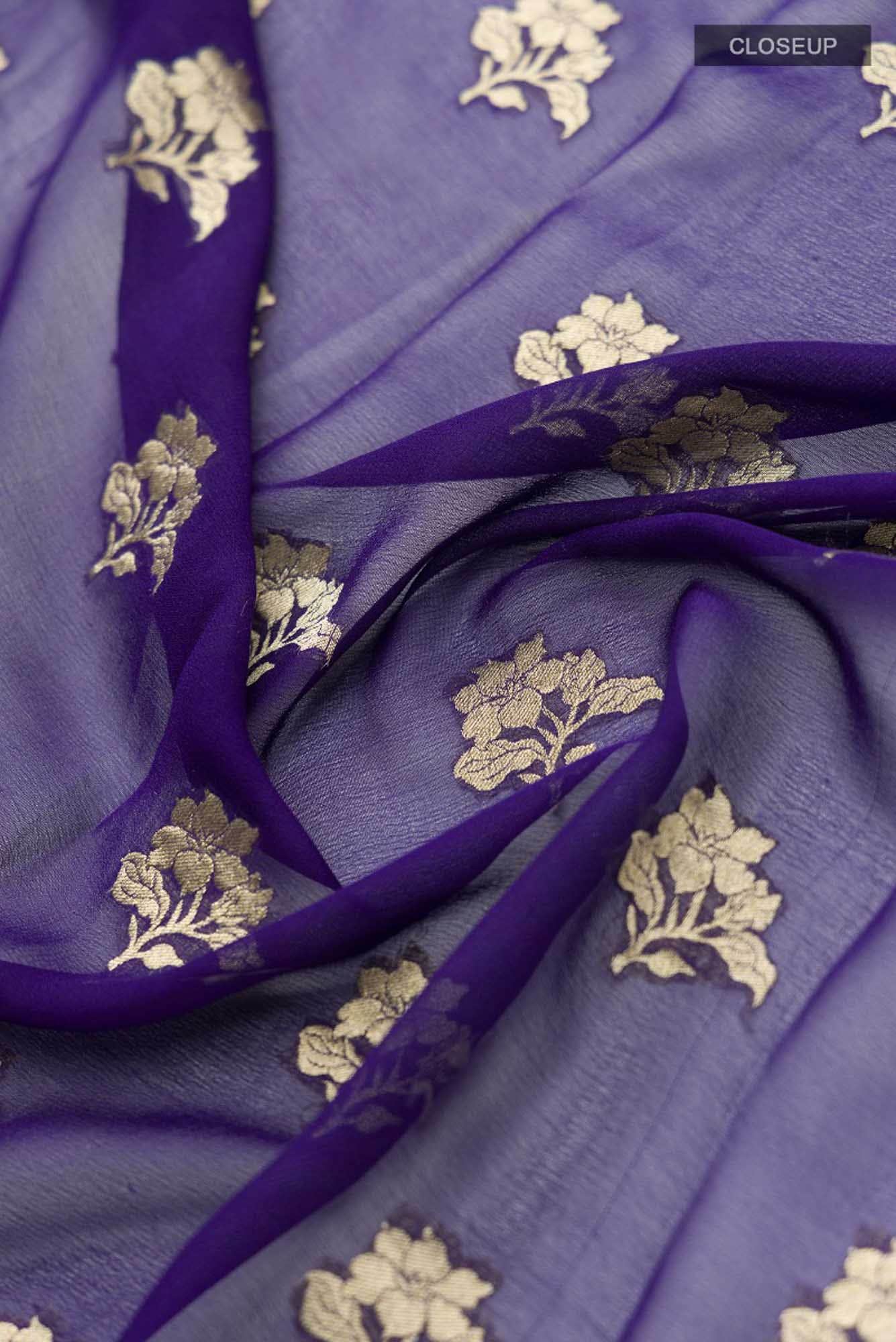 Raat Rani-Blue Georgette Banarasi Saree