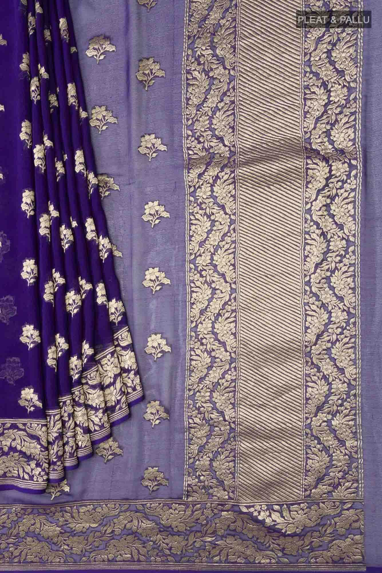 Raat Rani-Blue Georgette Banarasi Saree