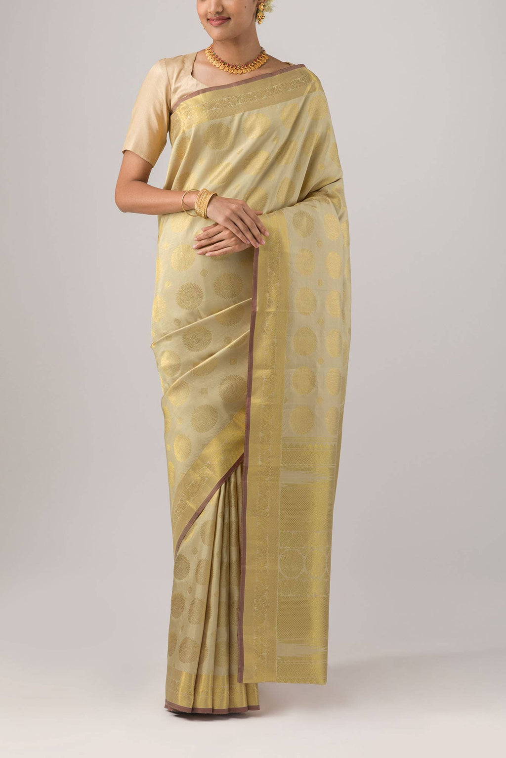 Shrimati-Beige Kanchipuram Silk Saree