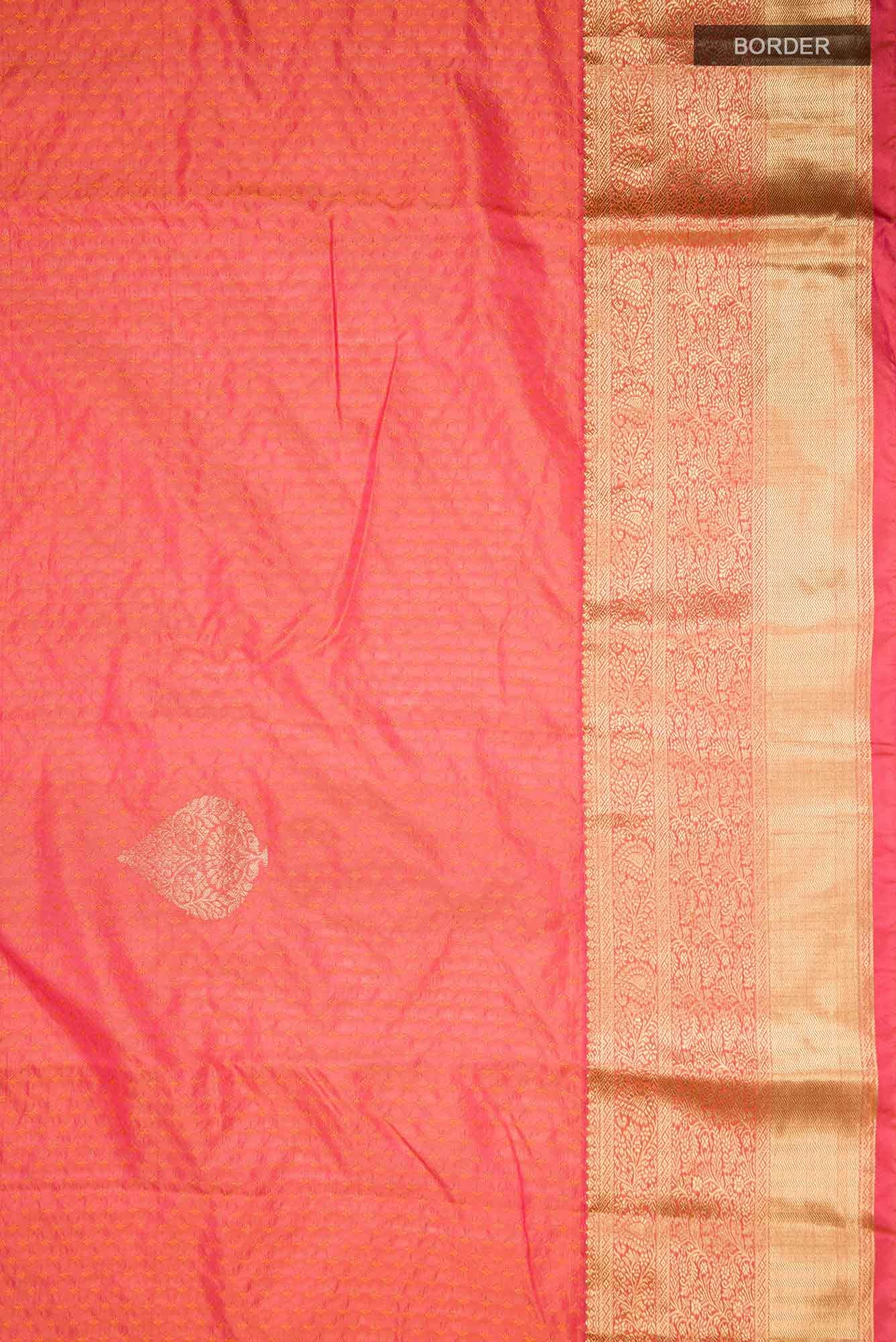 Orange with Pink Dual Tone Blended Bangalore Silk Saree
