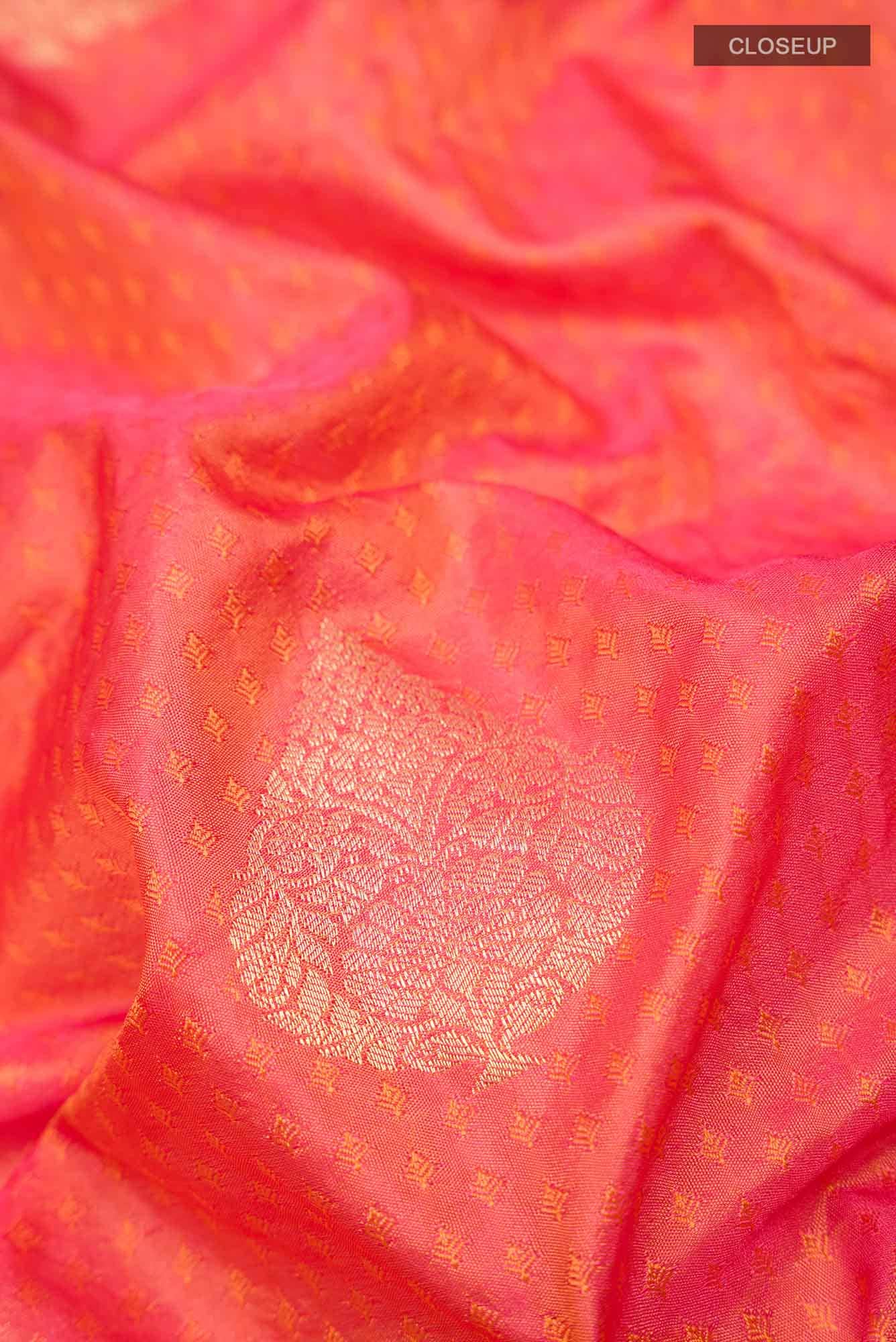 Orange with Pink Dual Tone Blended Bangalore Silk Saree