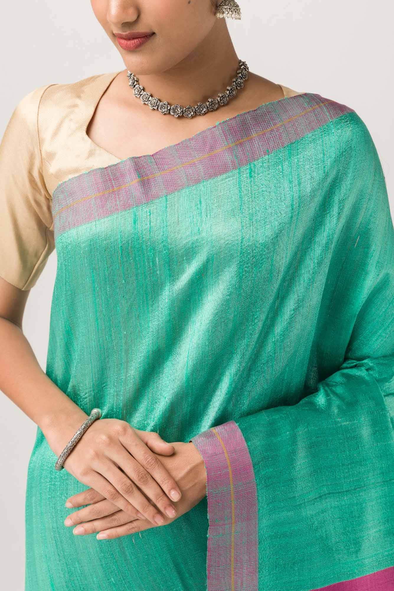 Kruti-Green Bhagalpuri Tussar Silk Saree