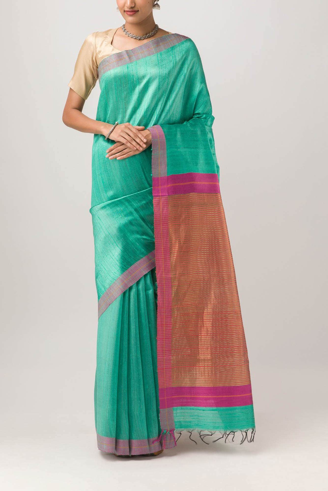 Kruti-Green Bhagalpuri Tussar Silk Saree