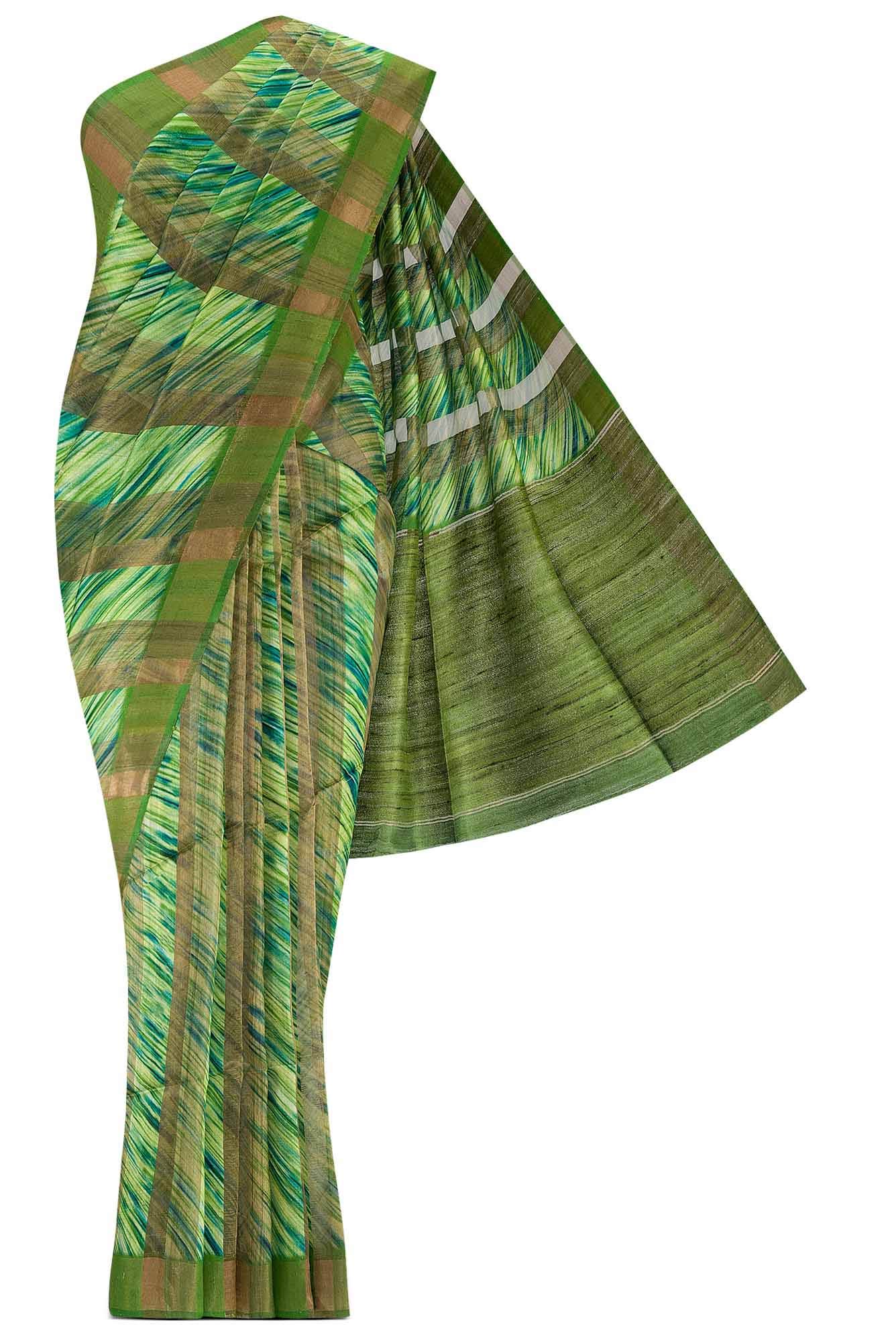 Green Bhagalpuri Tussar Silk Saree