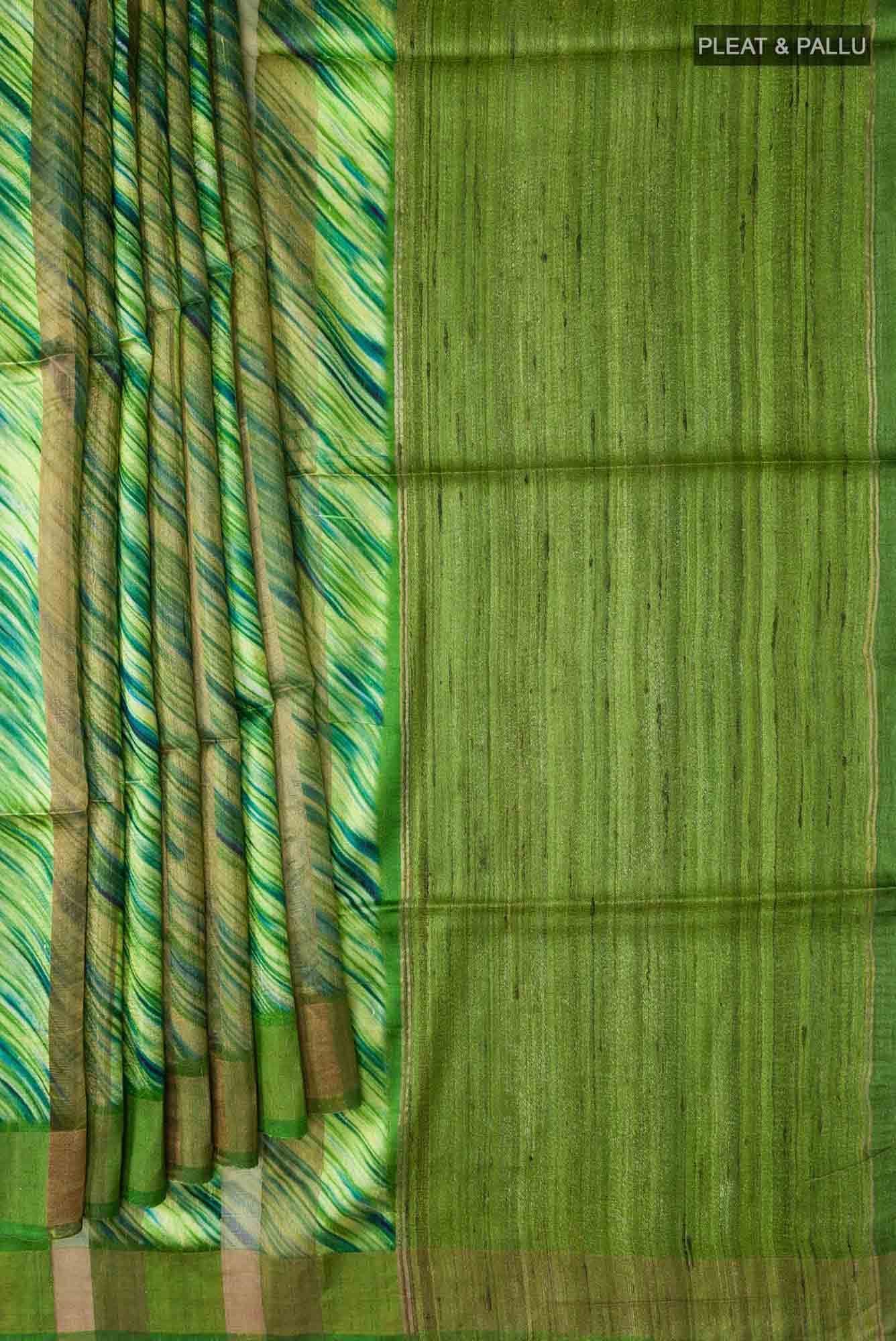 Green Bhagalpuri Tussar Silk Saree
