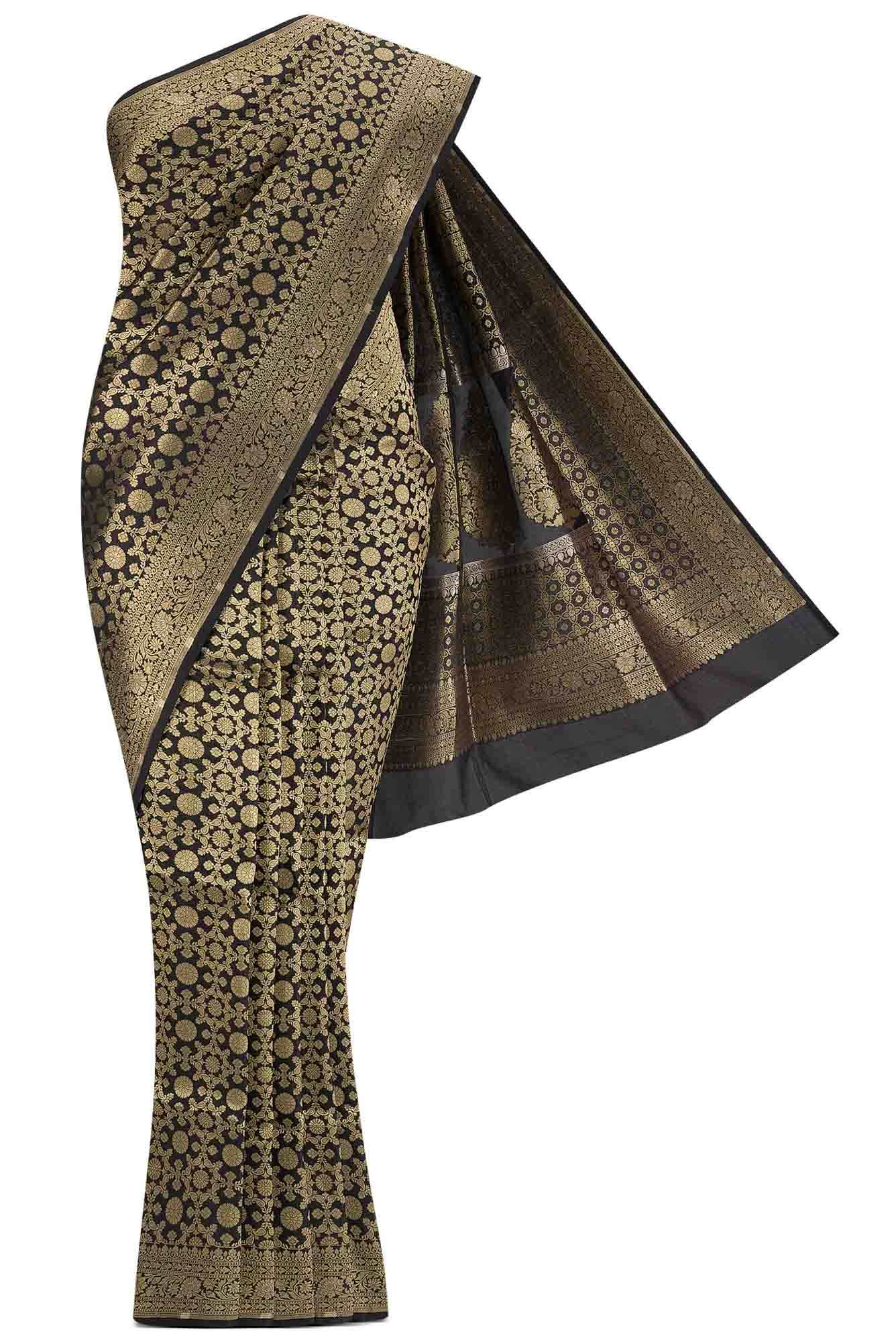 Black Banarasi Silk Saree