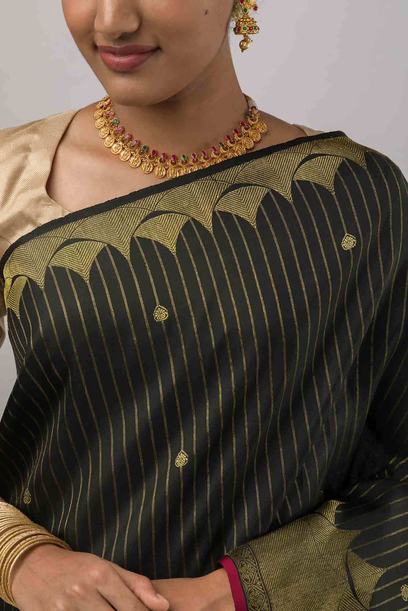 Black Kanchipuram Silk Saree