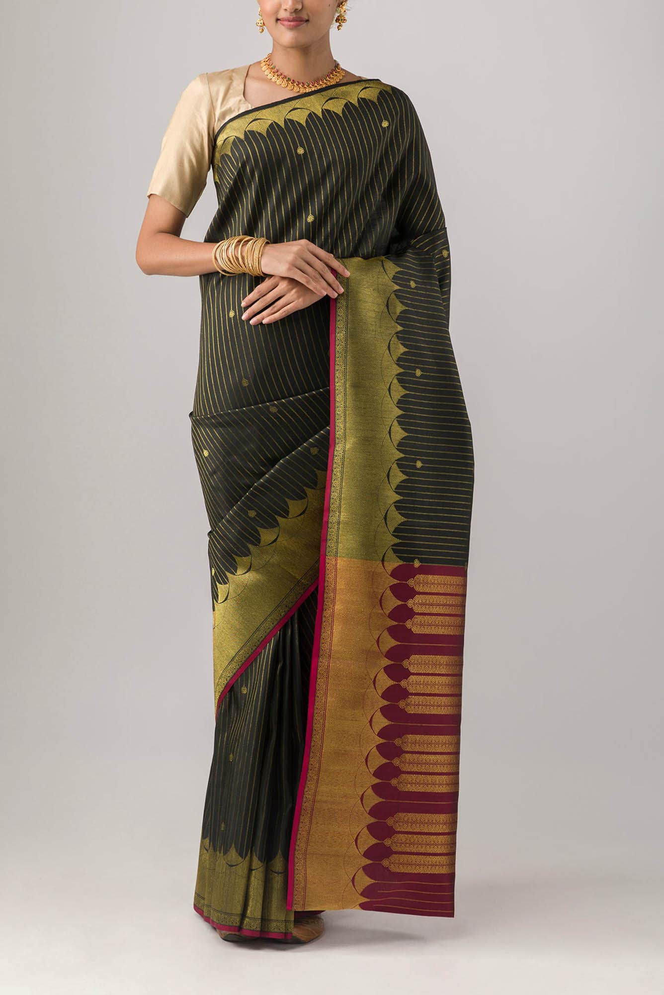 Black Kanchipuram Silk Saree