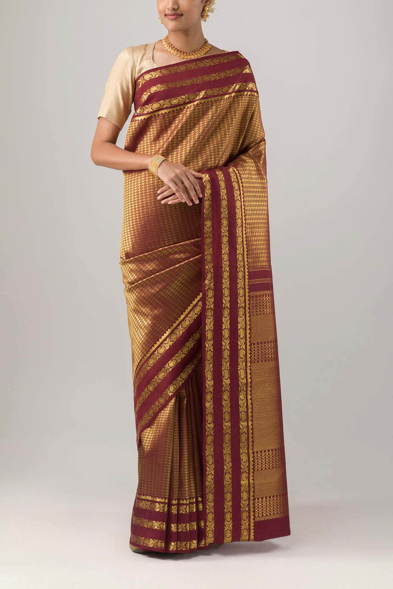 Maroon Kanchipuram Silk Saree