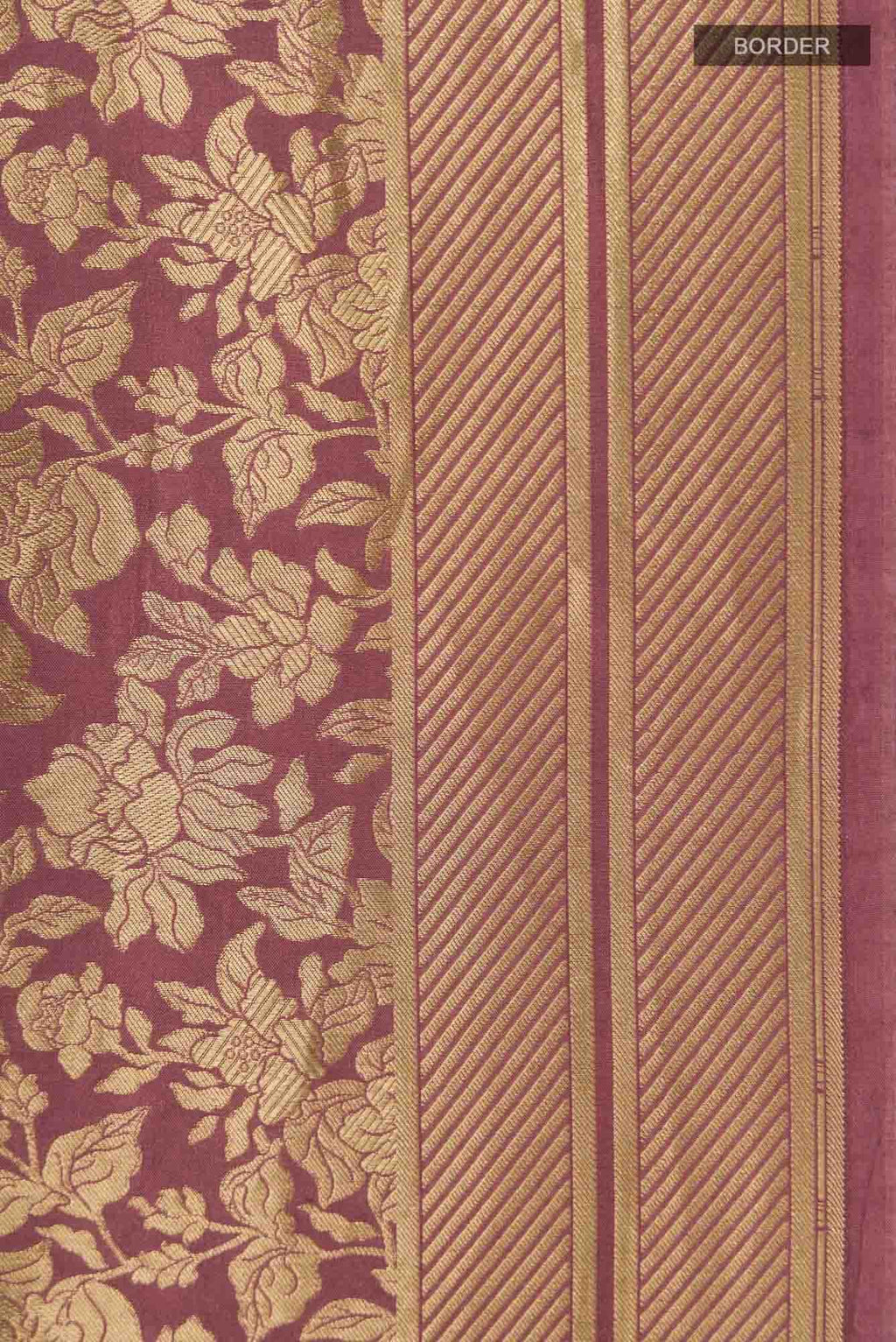 Blossom Bahar-Dark Mauve Banarasi Silk Saree