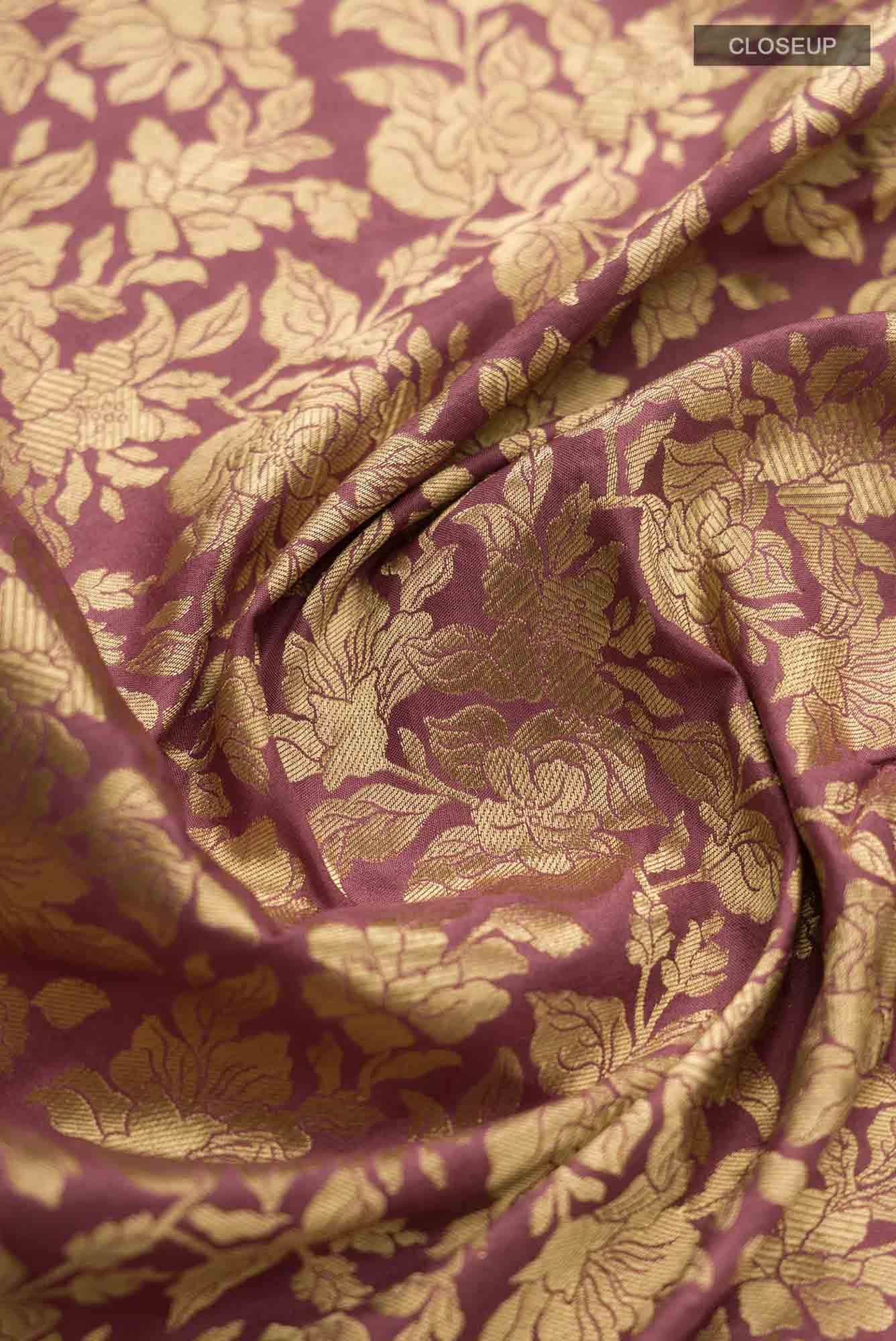 Blossom Bahar-Dark Mauve Banarasi Silk Saree