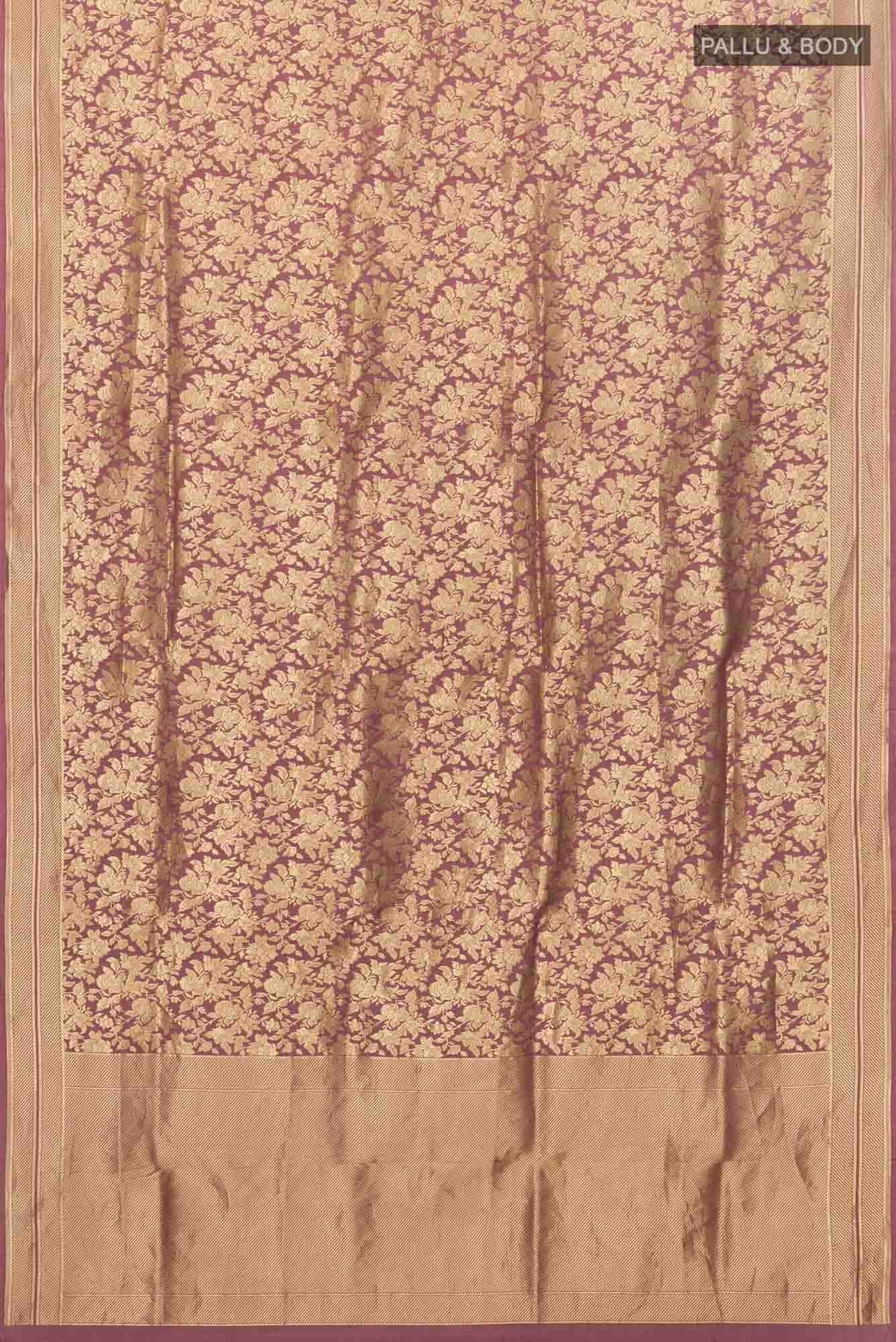 Blossom Bahar-Dark Mauve Banarasi Silk Saree