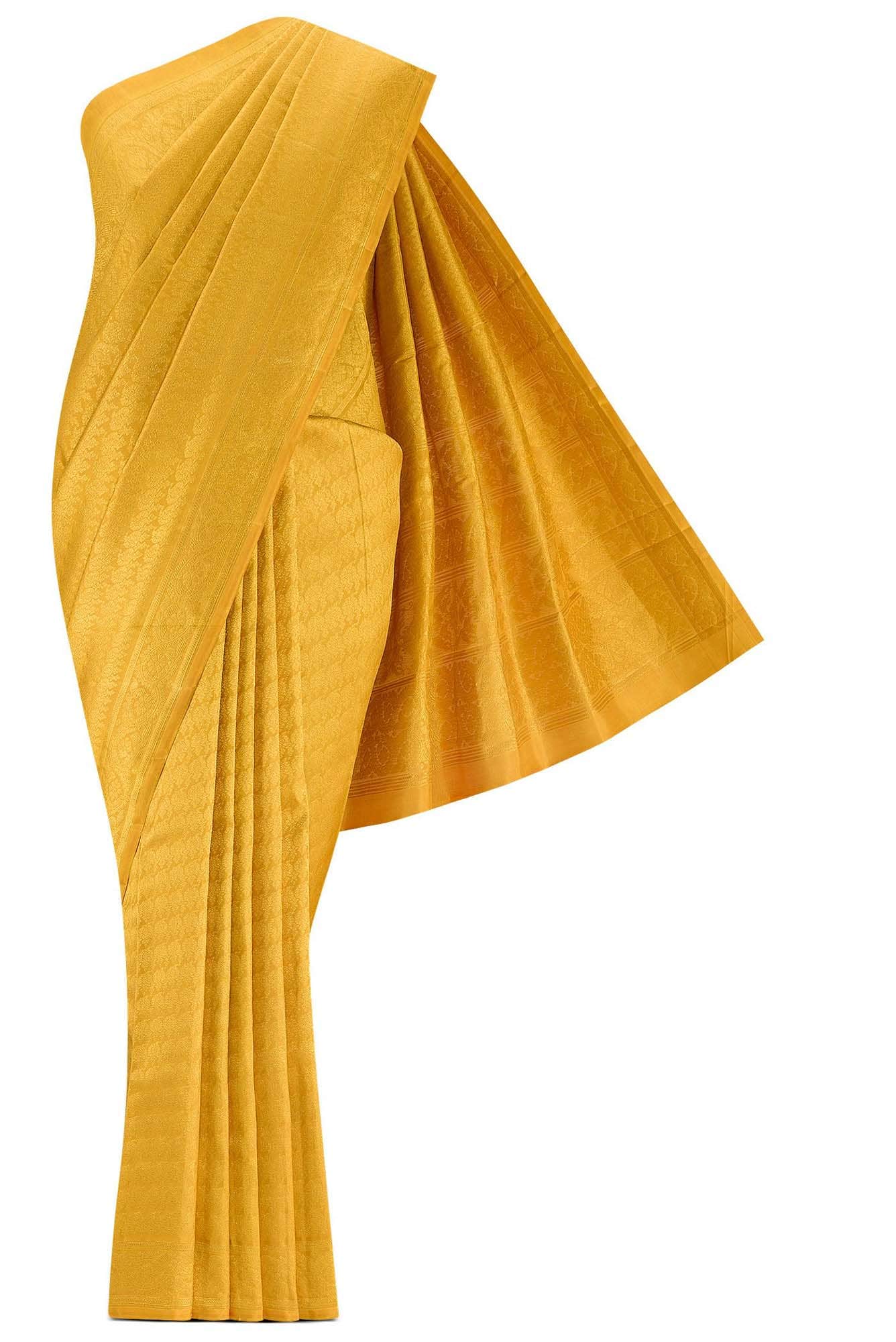 Manga Maalai-Mustard Yellow Kanchipuram Silk Saree