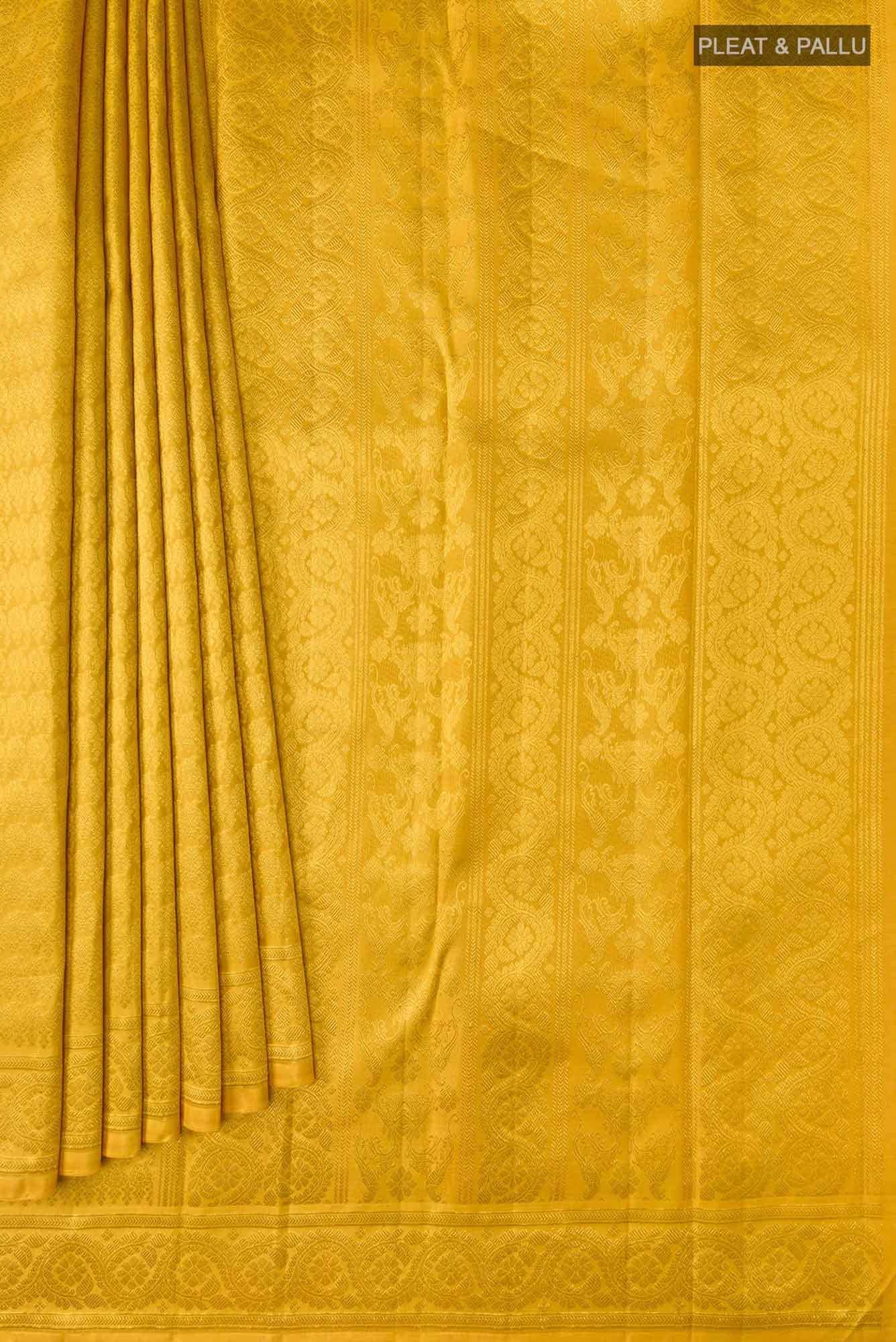 Manga Maalai-Mustard Yellow Kanchipuram Silk Saree