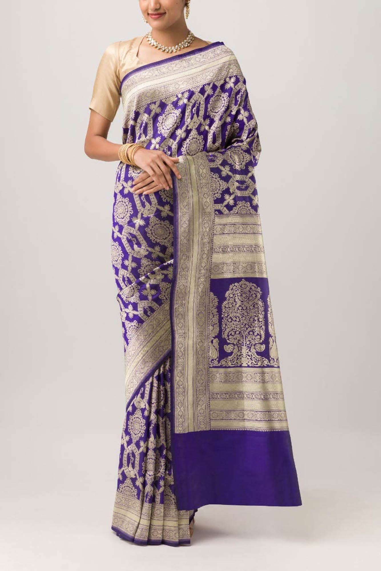 Priyasambad-Blue Banarasi Silk Saree