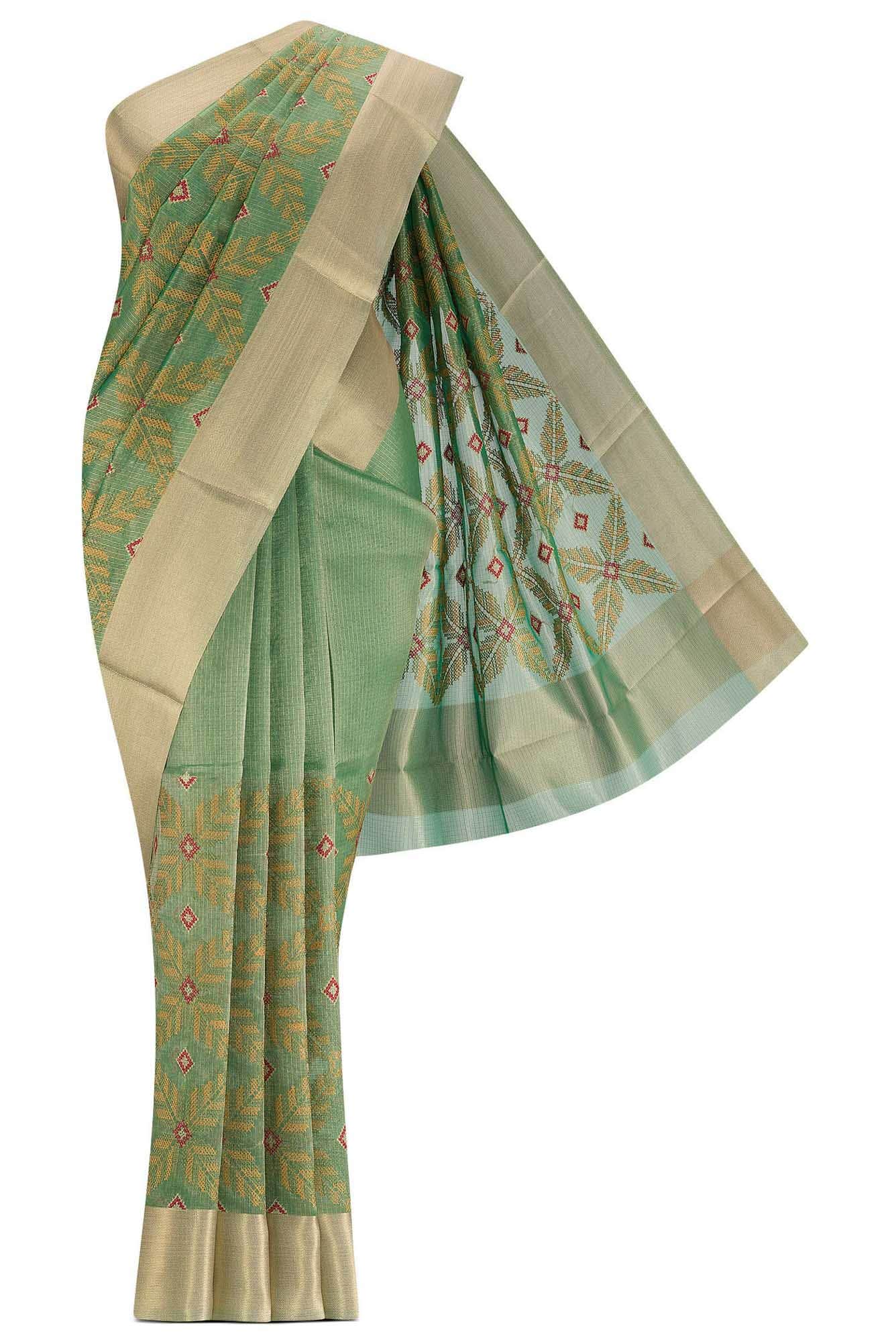Green Blended Kota Cotton Saree