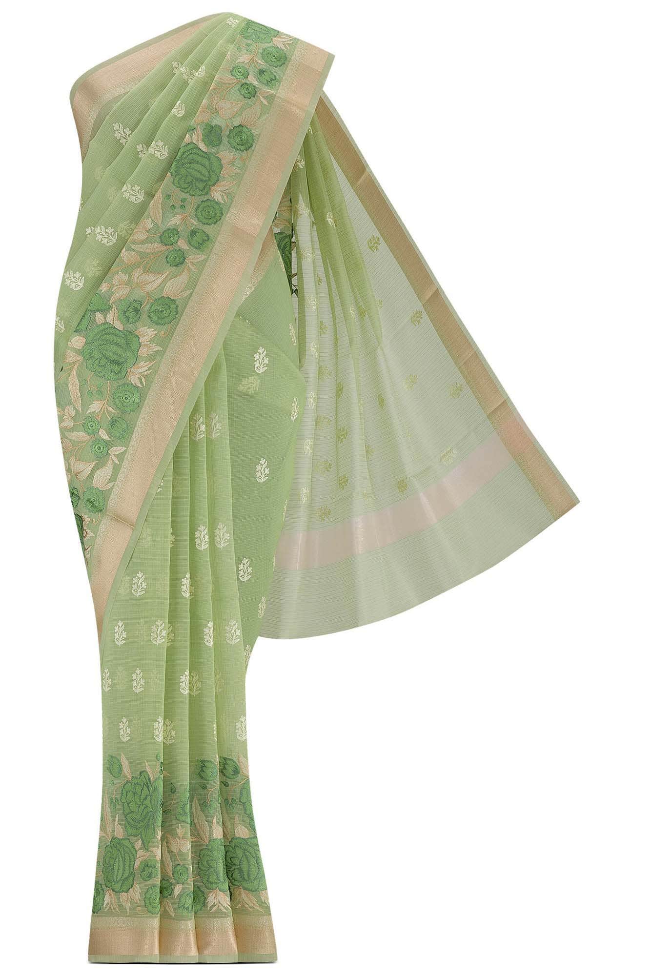Green Blended Kota Cotton Saree