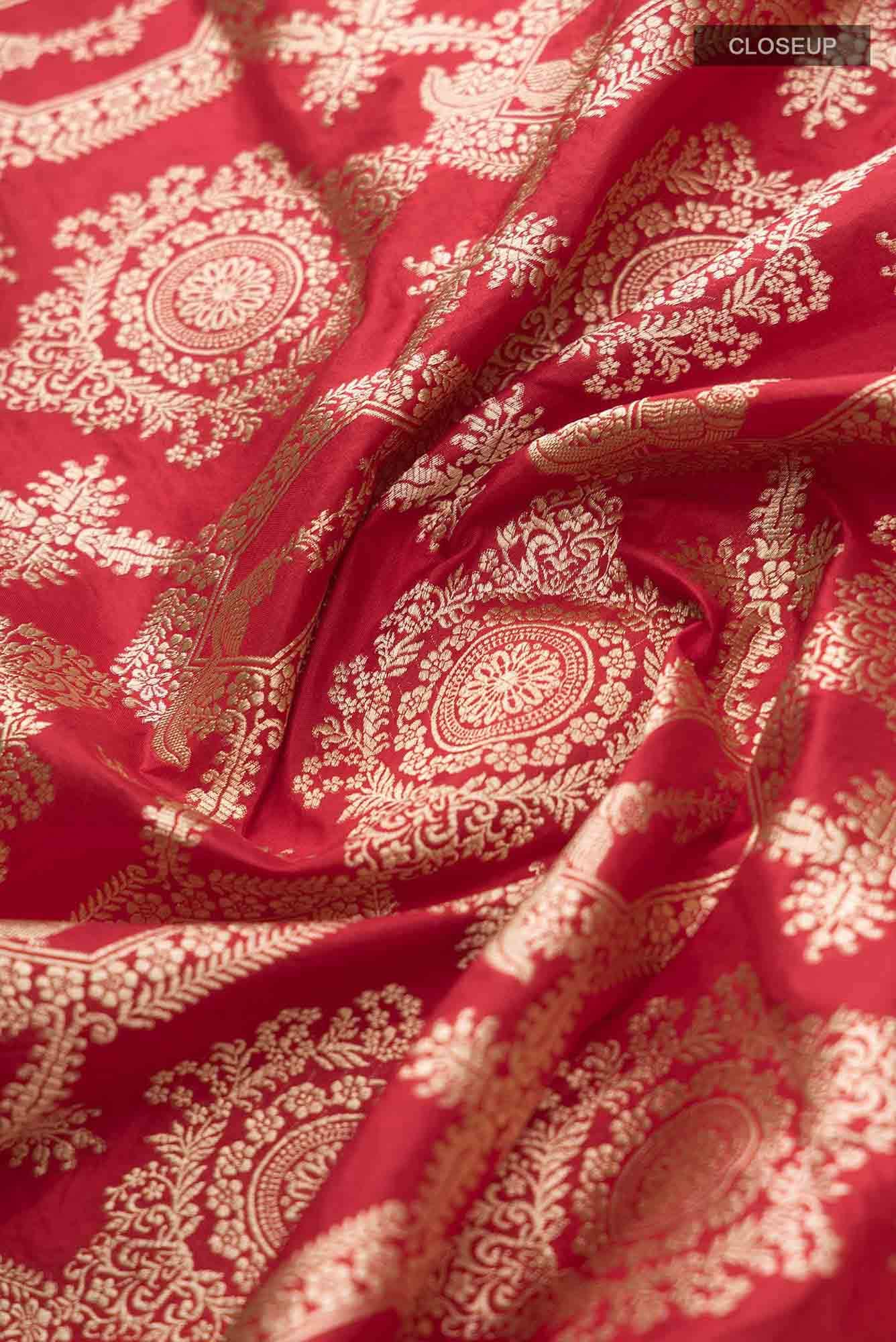 Priyasambad-Red Banarasi Silk Saree