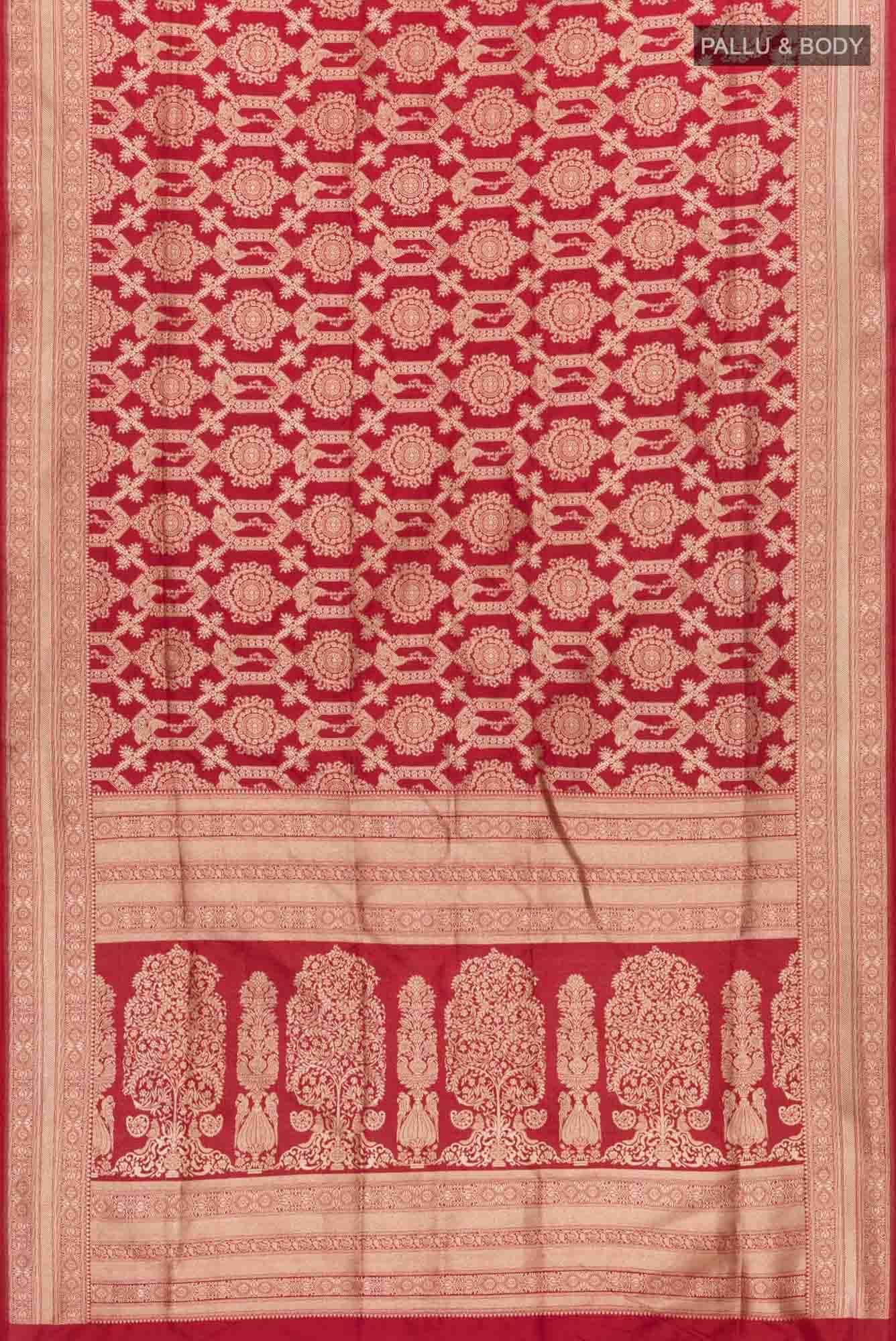 Priyasambad-Red Banarasi Silk Saree