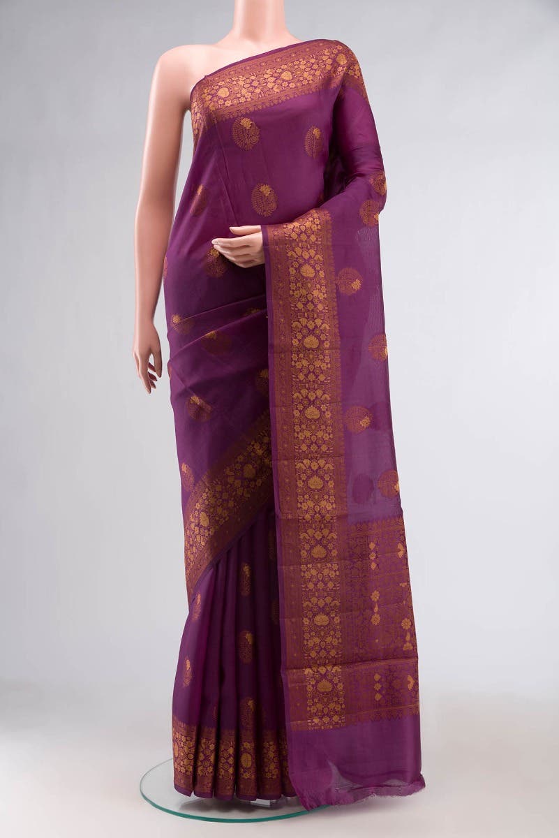 Purple Banarasi Silk Saree