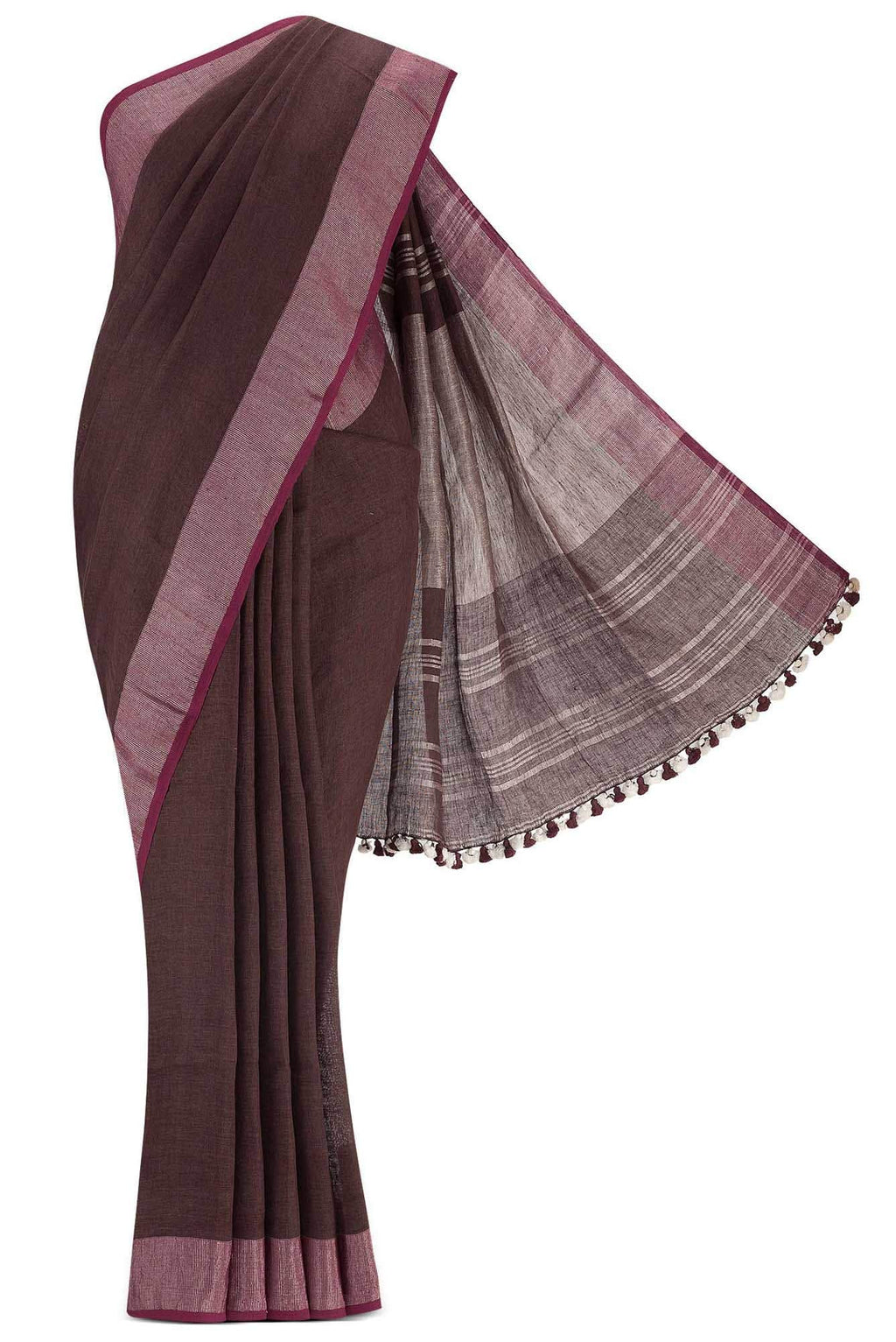 Brown Linen Saree