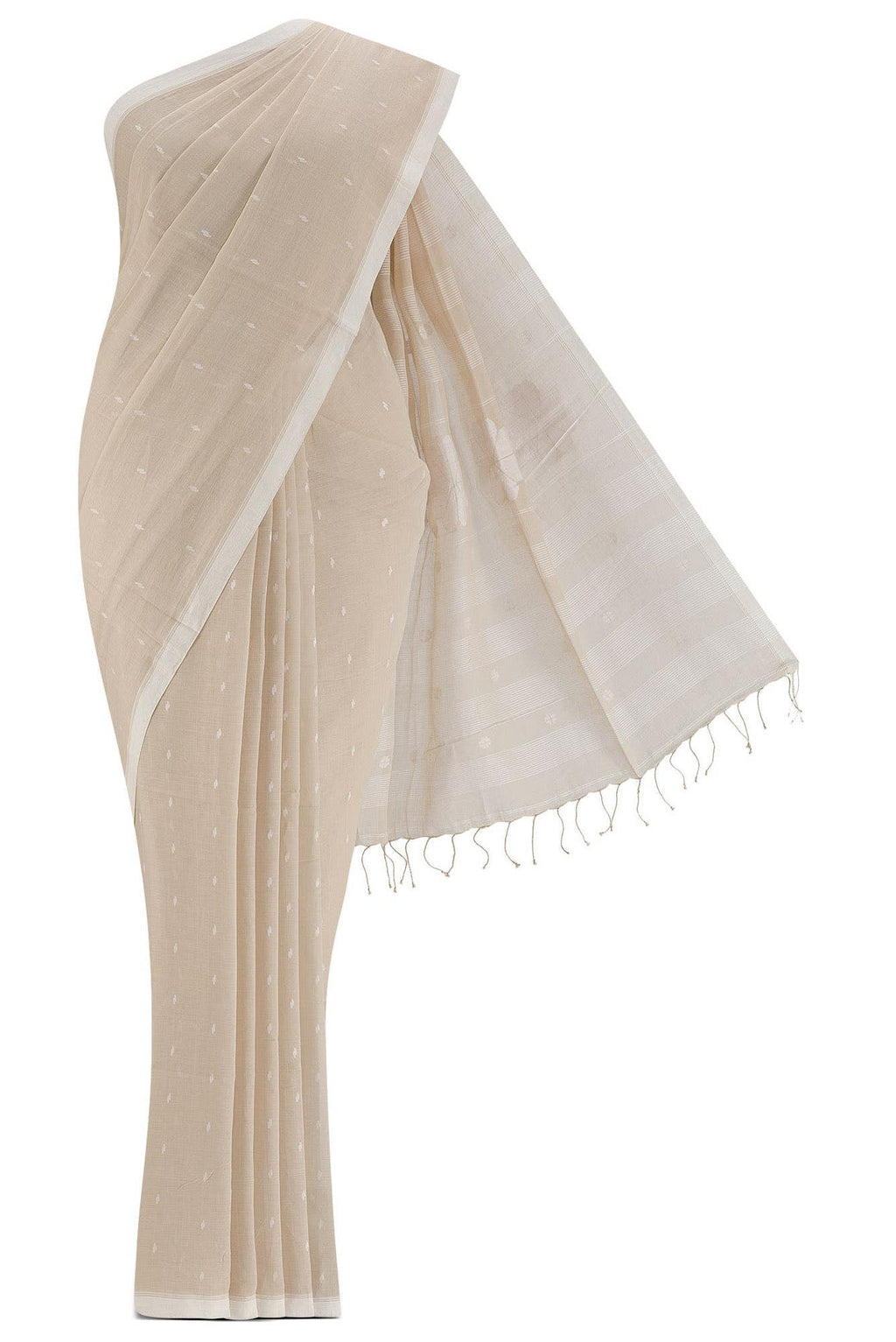 Beige Bengal Cotton Saree