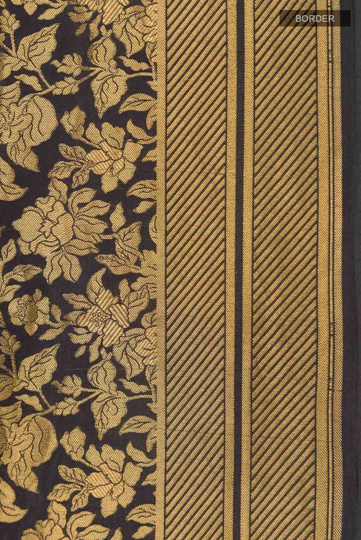 Blossom Bahar-Black Banarasi Silk Saree