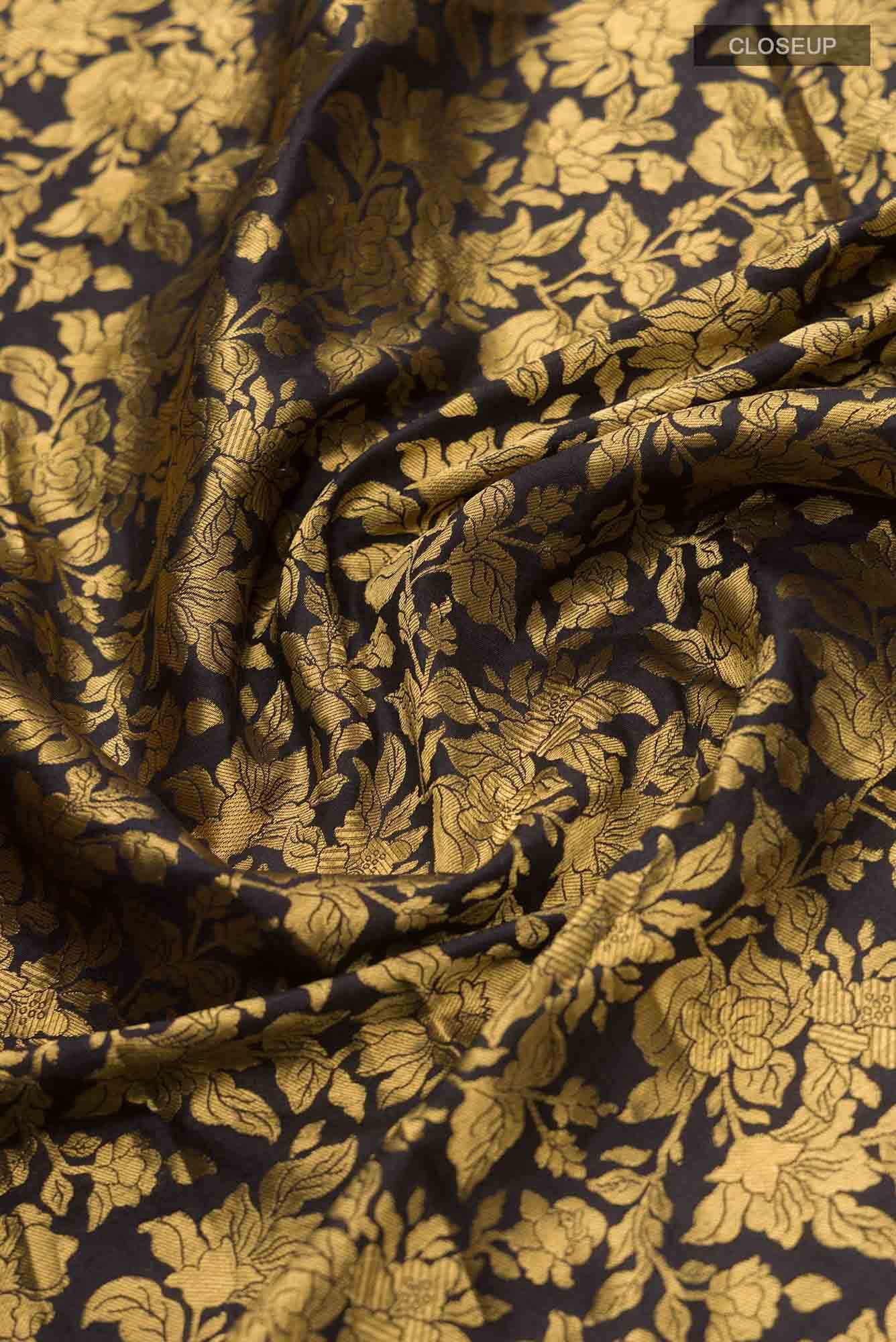 Blossom Bahar-Black Banarasi Silk Saree