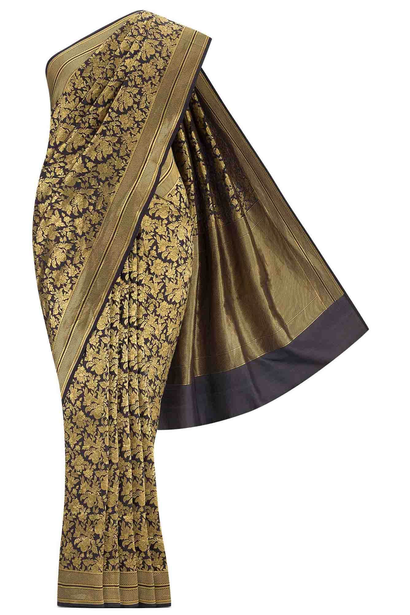 Blossom Bahar-Black Banarasi Silk Saree