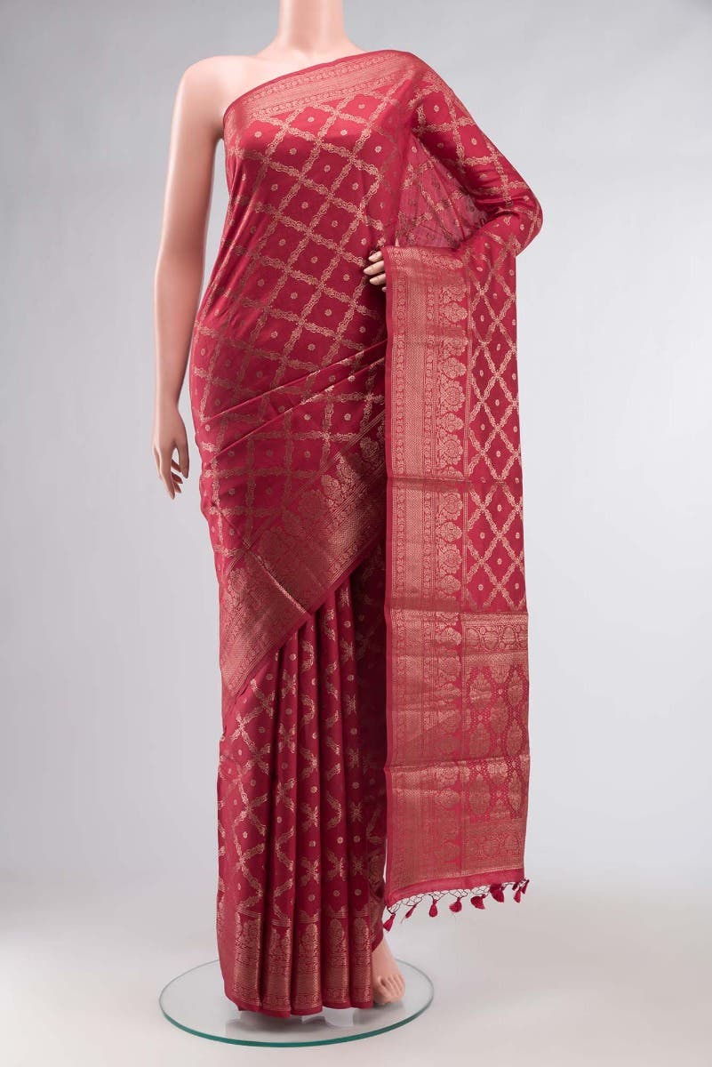 Maroon Banarasi Raw Silk Saree