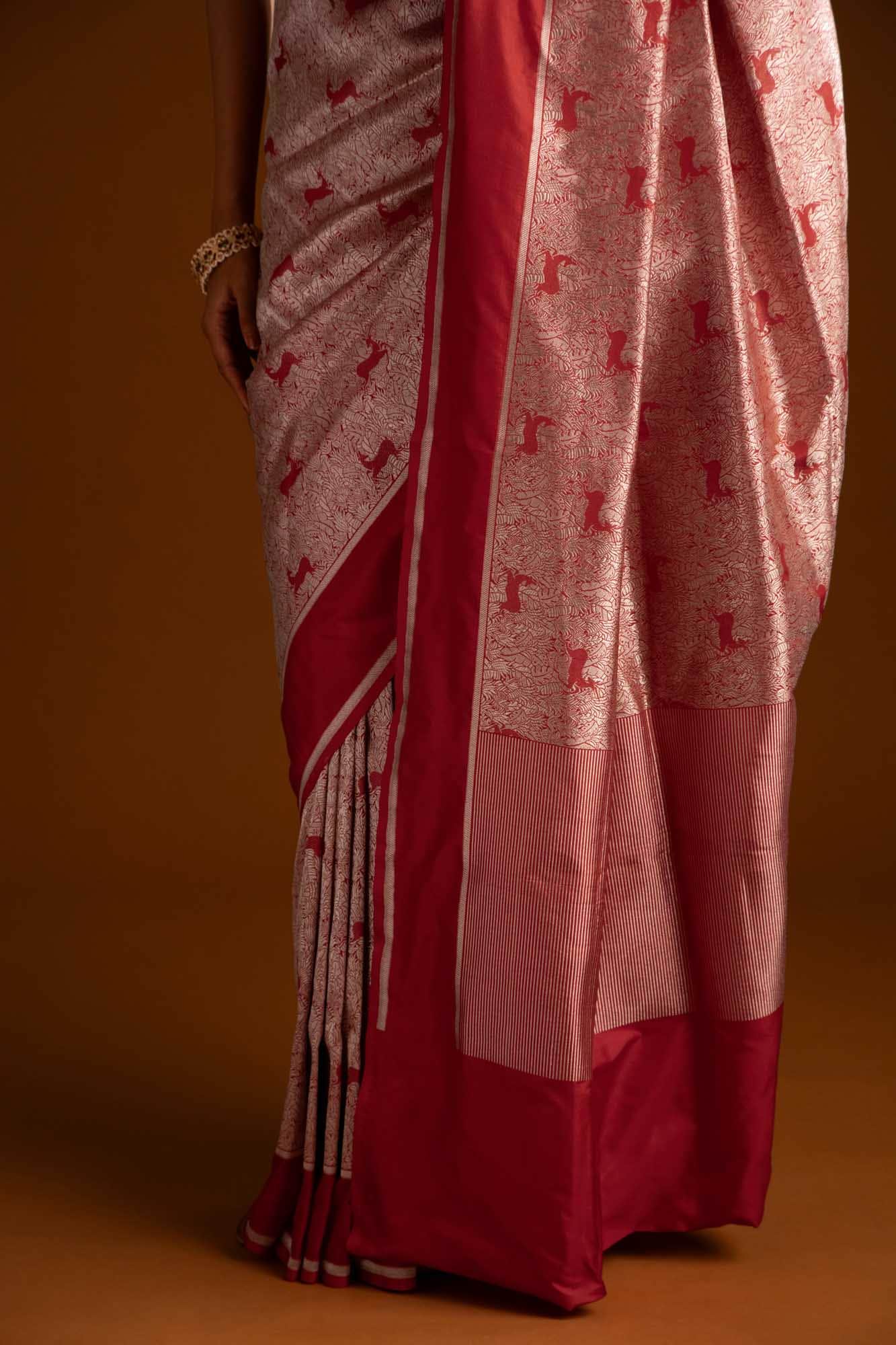 Prance-Red Banarasi Silk Saree