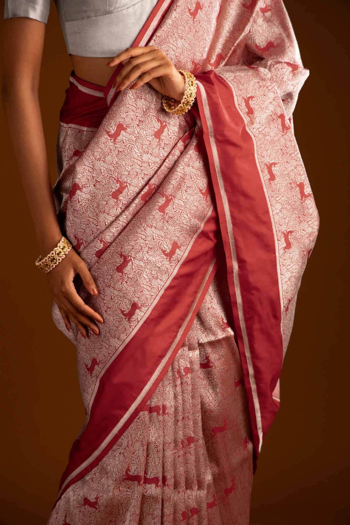 Prance-Red Banarasi Silk Saree