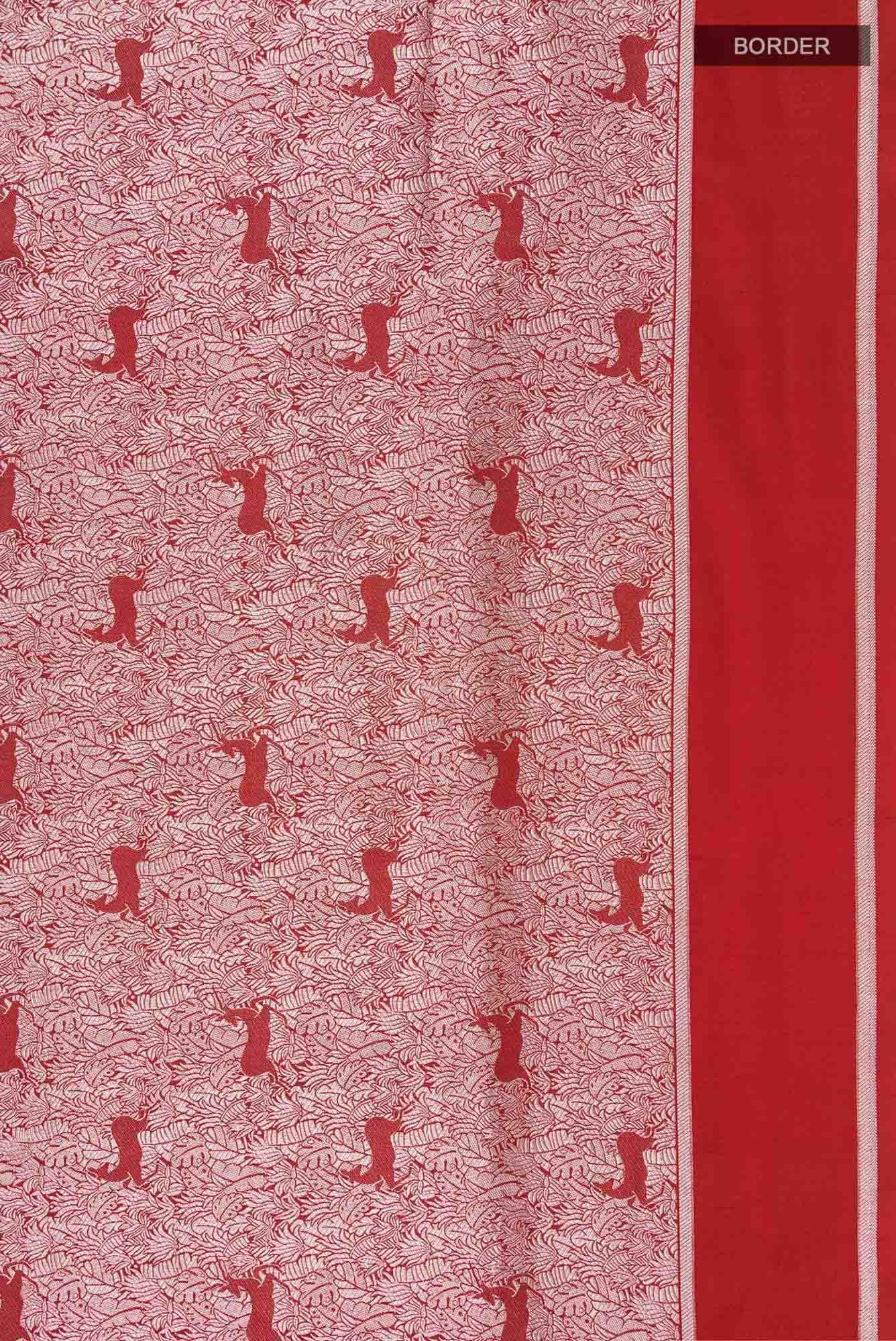 Prance-Red Banarasi Silk Saree