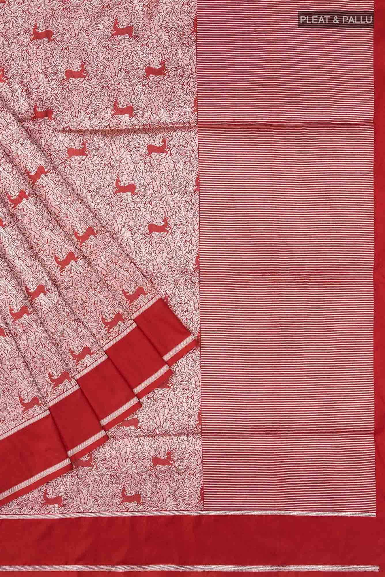 Prance-Red Banarasi Silk Saree