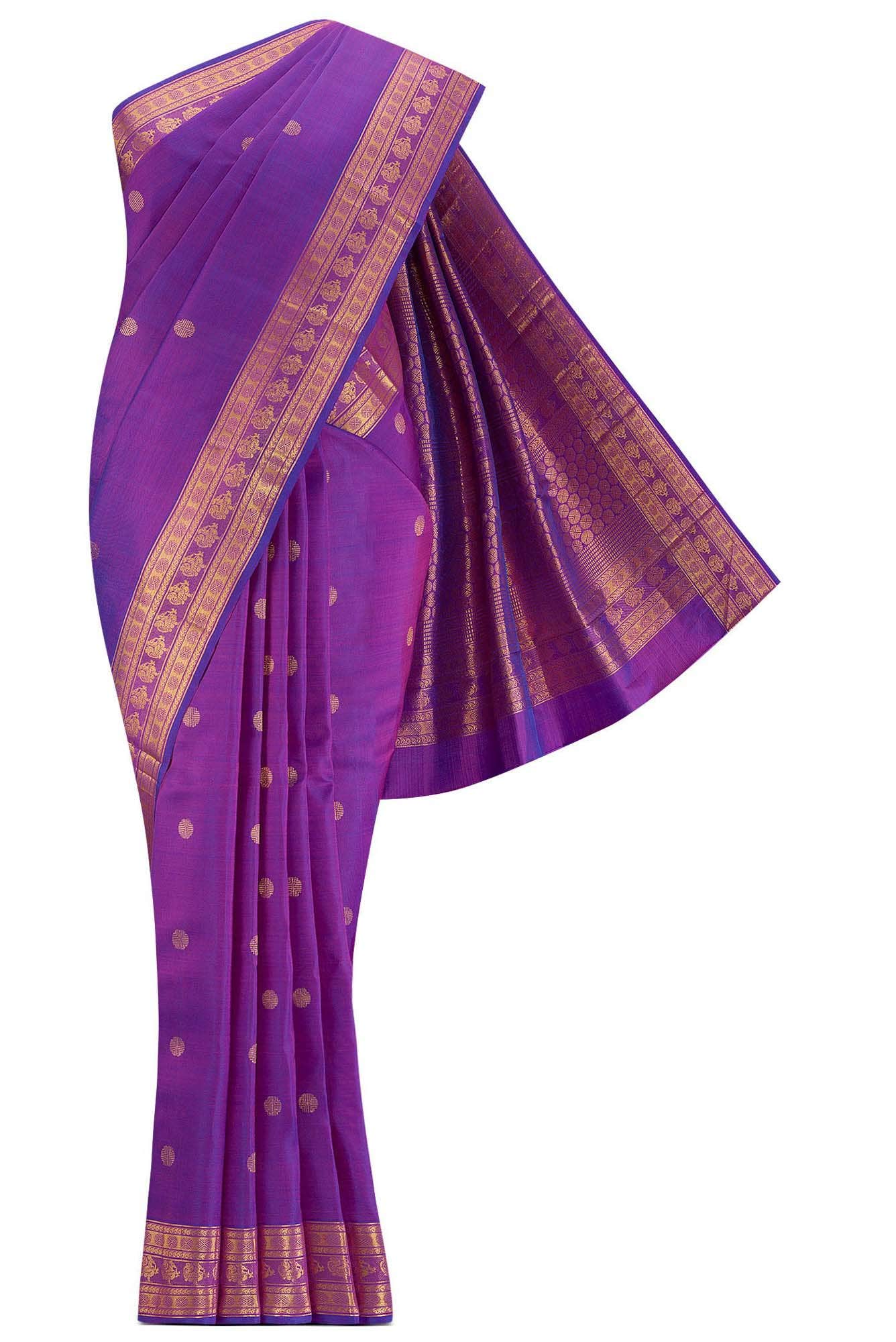 Anudhyana-Purple with Pink Dual Tone Kanchipuram Silk Saree