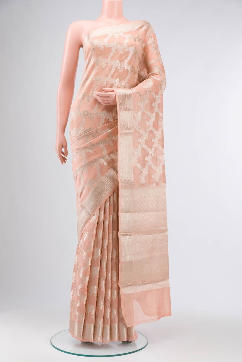 Peach Banarasi Silk Cotton Saree