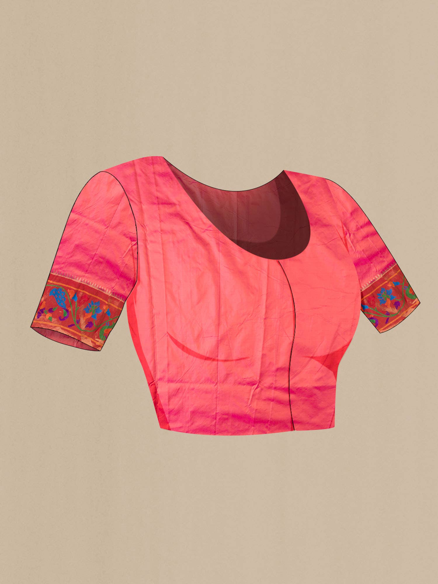 Orange with Pink Dual Tone Paithani Silk Saree