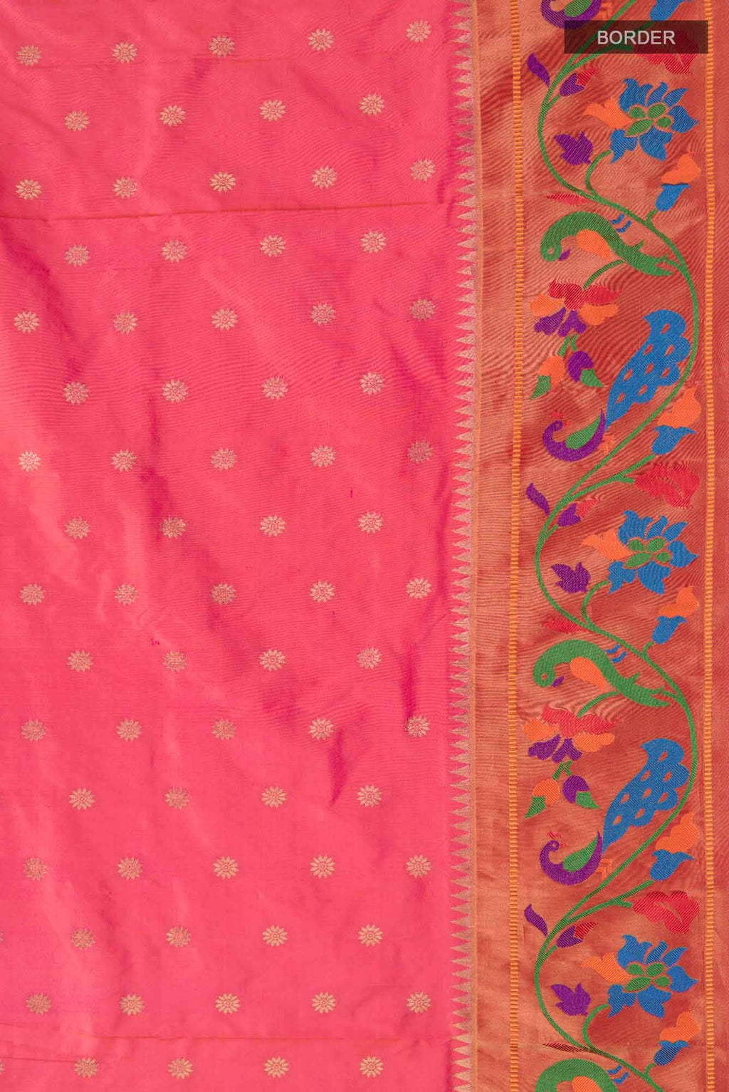 Orange with Pink Dual Tone Paithani Silk Saree